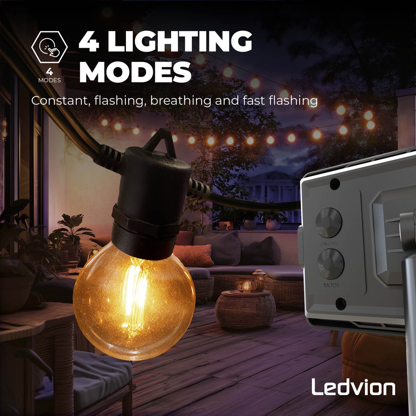 5,5m LED Lichterkette + Solar Panel - 12V - IP54