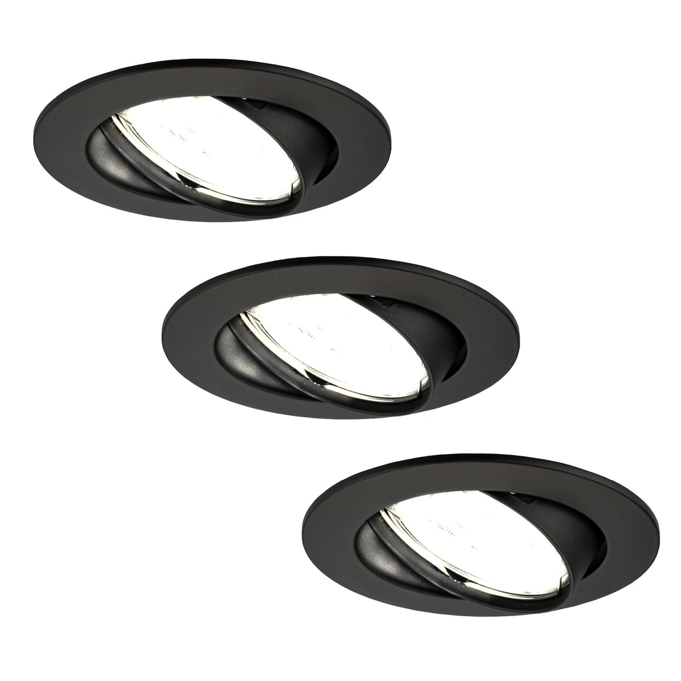 3x Lampy Wpuszczane w Sufit - Czarne - Amsterdam - ściemniane - 5W - 6500K - ø82mm