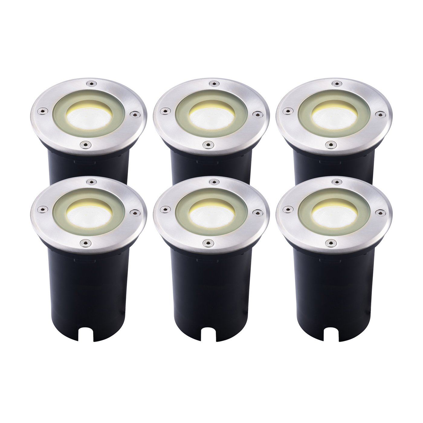 6x Zewnętrzny Lampy Najazdowe LED - Okrągły - Czarny - IP67 - 3W - 4000K - Kabel zasilający 1 metr