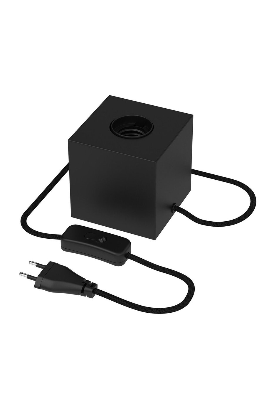 Calex Lampenfassung mit Stecker - Quadrat - E27 Fassung - Schwarz