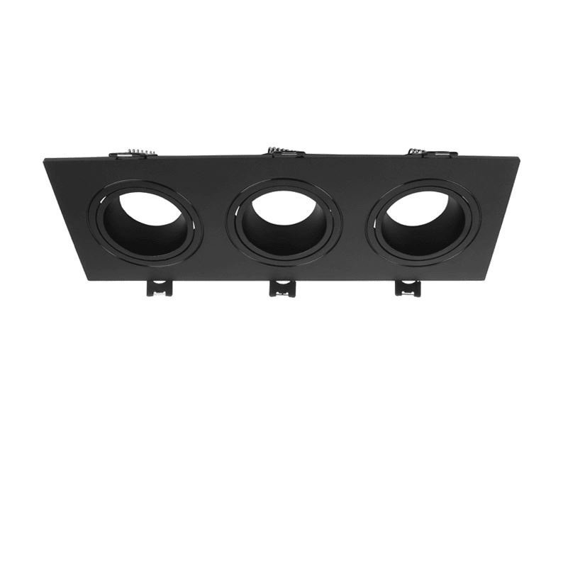 Triple GU10 Einbaustrahler Rechteckig – GU10 Fassung – Schwarz – 215 mm 