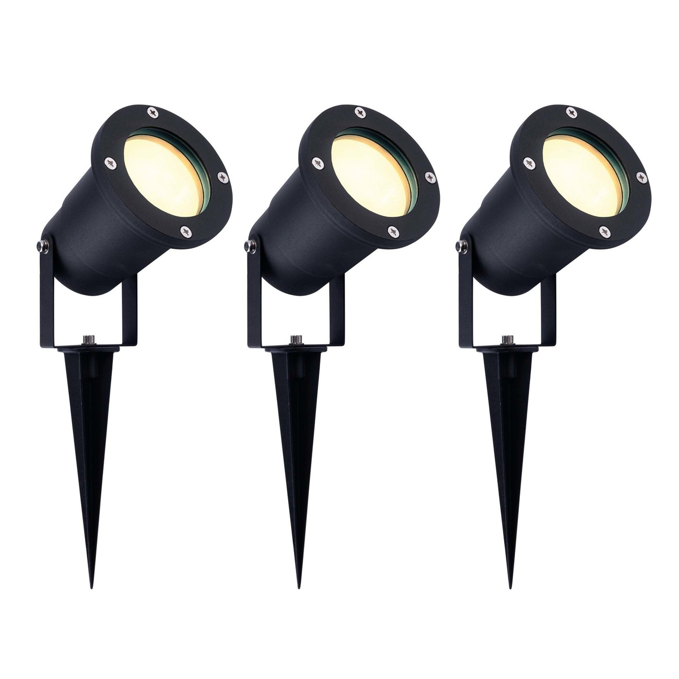3x Zewnętrzny Reflektor Ogrodowy LED - Czarny - IP65 - 3W - 2700K - Kabel zasilający 1 metr