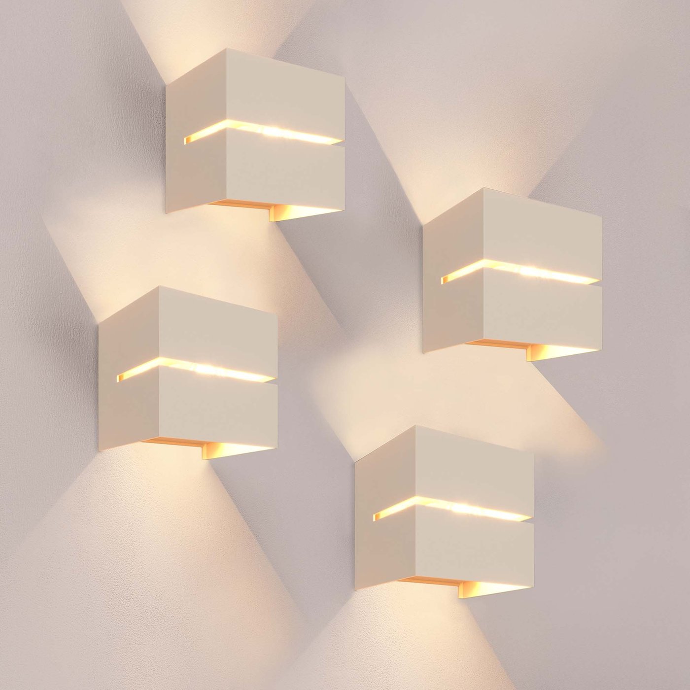 4x LED Wandleuchte - 3W - 3000K - Beige - IP54 - Beidseitig - Für den Innen- und Außenbereich geeignet