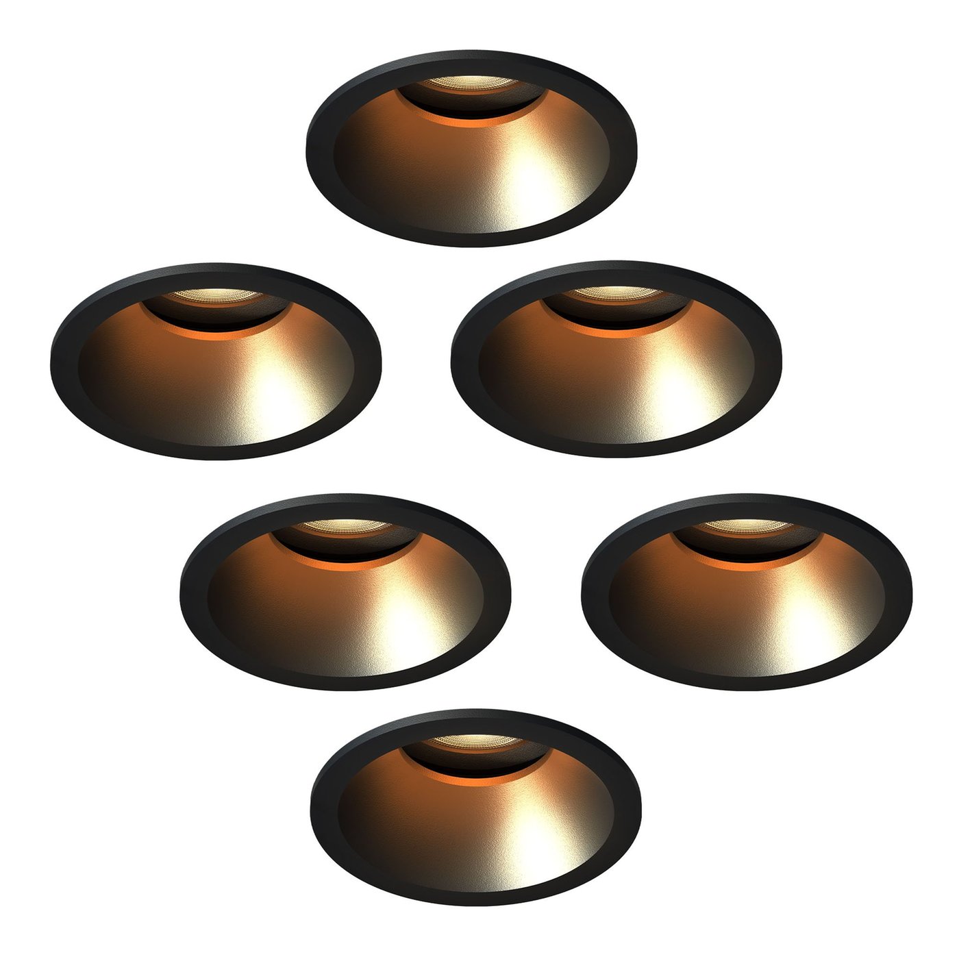LED Einbaustrahler Dimmbar - Schwarz - Rund - 3W - 2700K - 345 Lumen - ø81mm - 6 pack