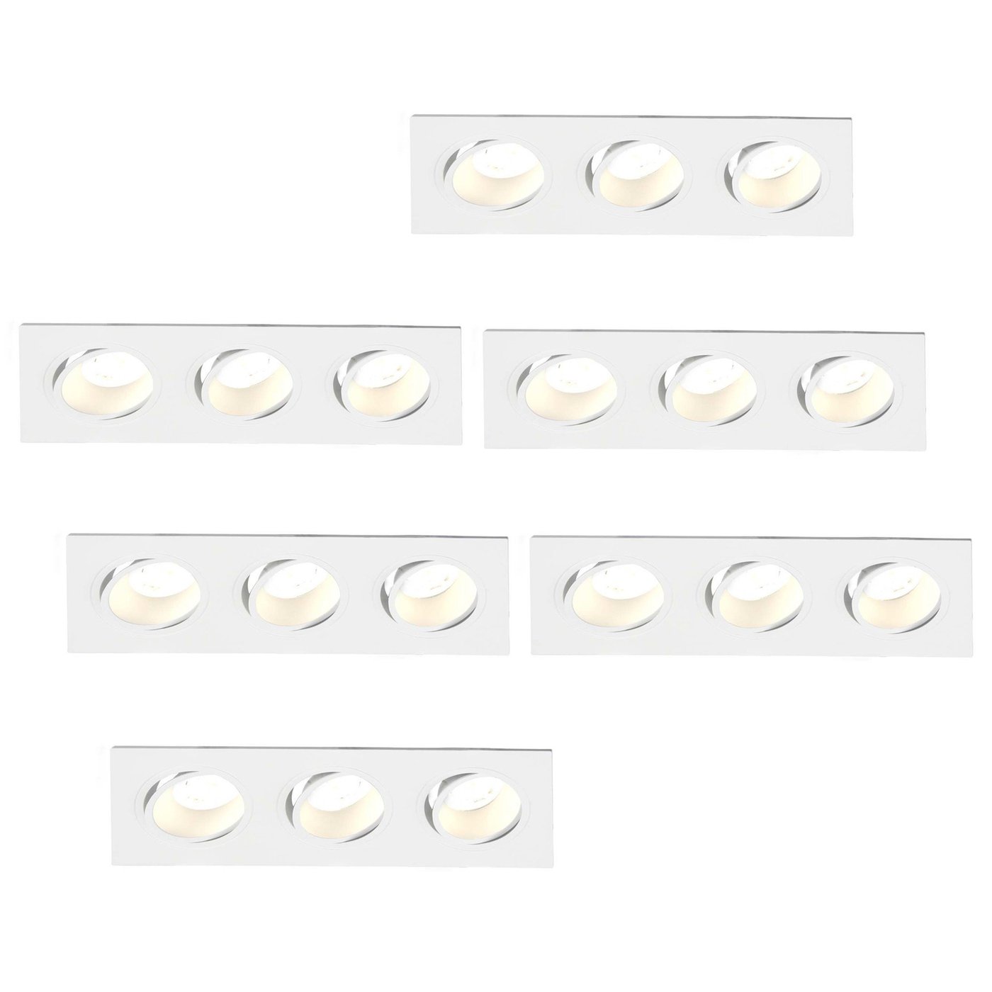 Dimmbarer LED Einbaustrahler Dreifach - Rechteck - 3W - 2700K - Weiß