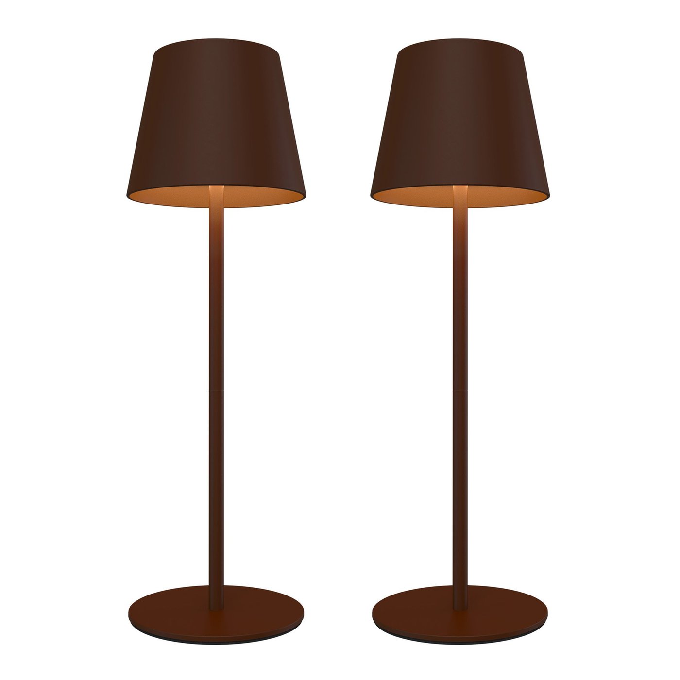 2x Lampe de Table Sans Fil – Marron – IP54 – Rechargeable - Dimmable – CCT – 4400 mAh Batterie - Nyra