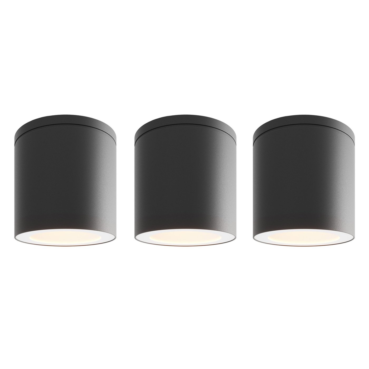 3x LED Aufbaustrahler Außen - Dimmbar - 3W - 2700K - IP54 - Schwarz