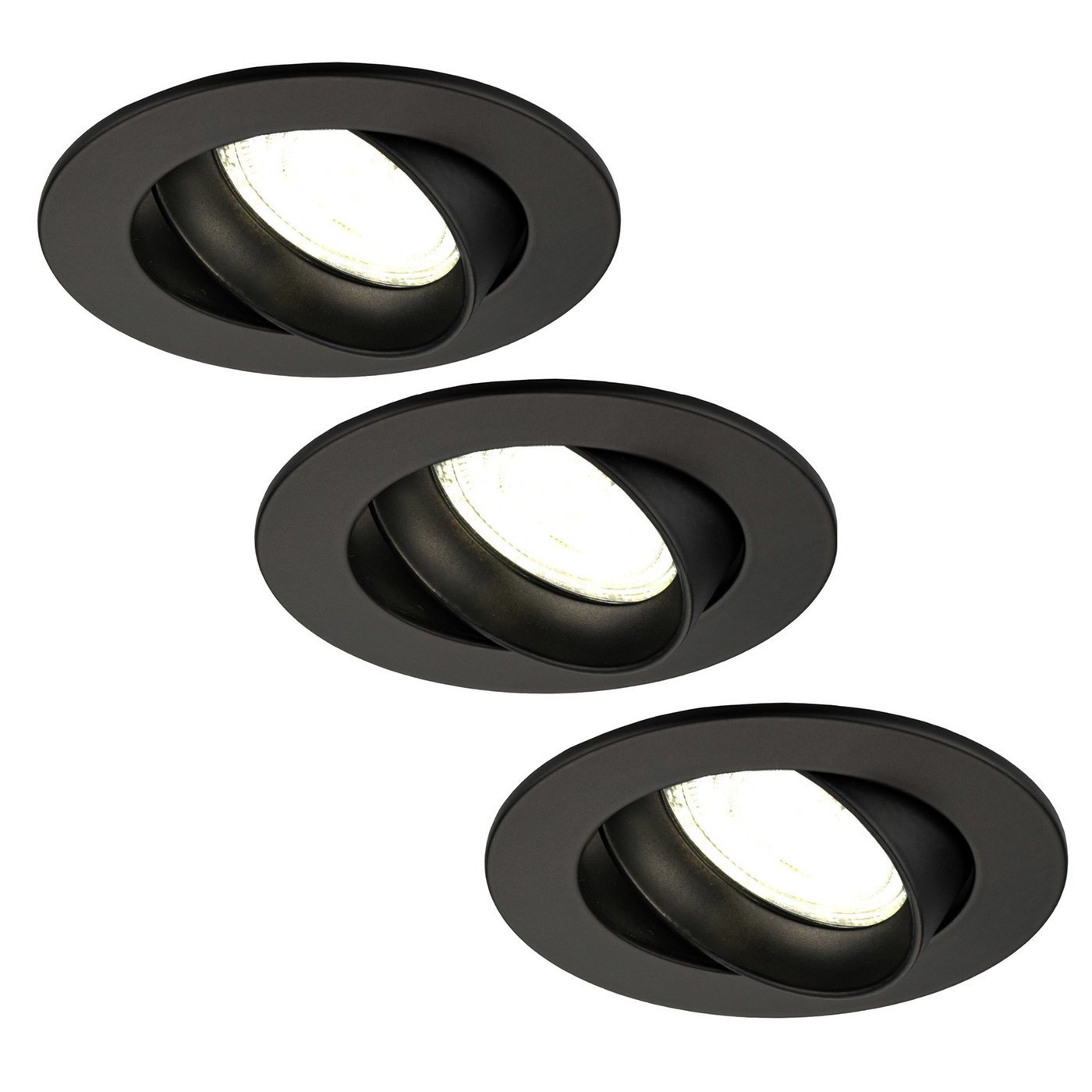 3x Lampy Wpuszczane w Sufit - Czarne - Rio - ściemniane - 3W - 4000K - ø85mm