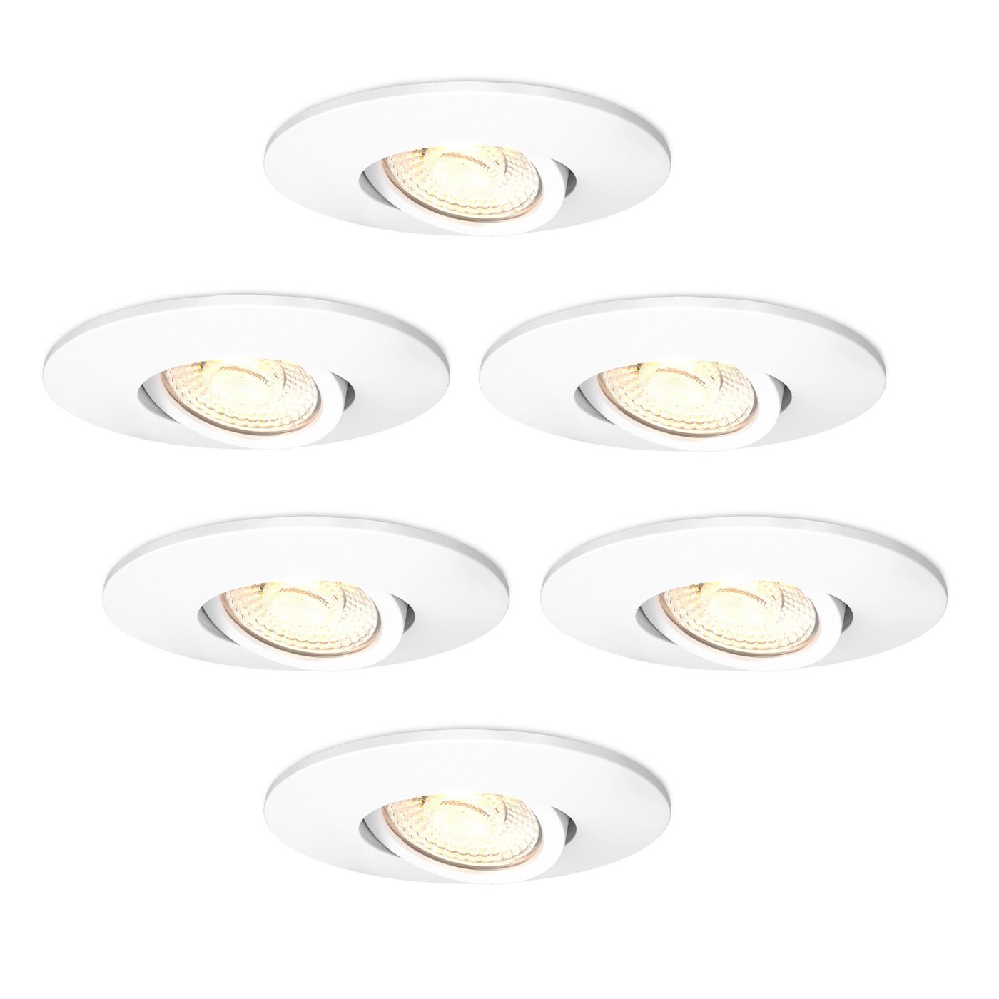 6-pack dimbara LED-inbyggnadsspotar vita – IP65 – 6W – CCT – 5 års garanti – för badrum