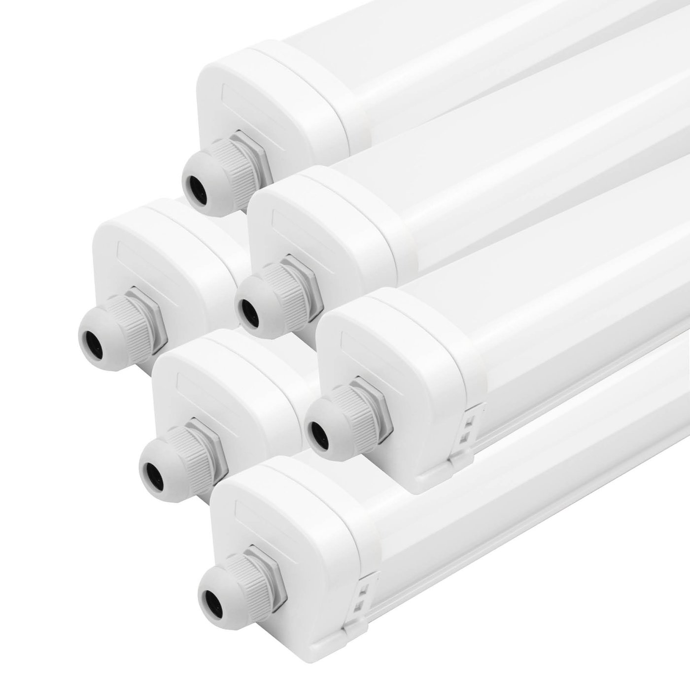 6-Pack LED Feuchtraumleuchten 150 cm - Samsung LED - IP65 - 48W - 130 lm/W - 4000K - Verlinkbar - 5 Jahre Garantie