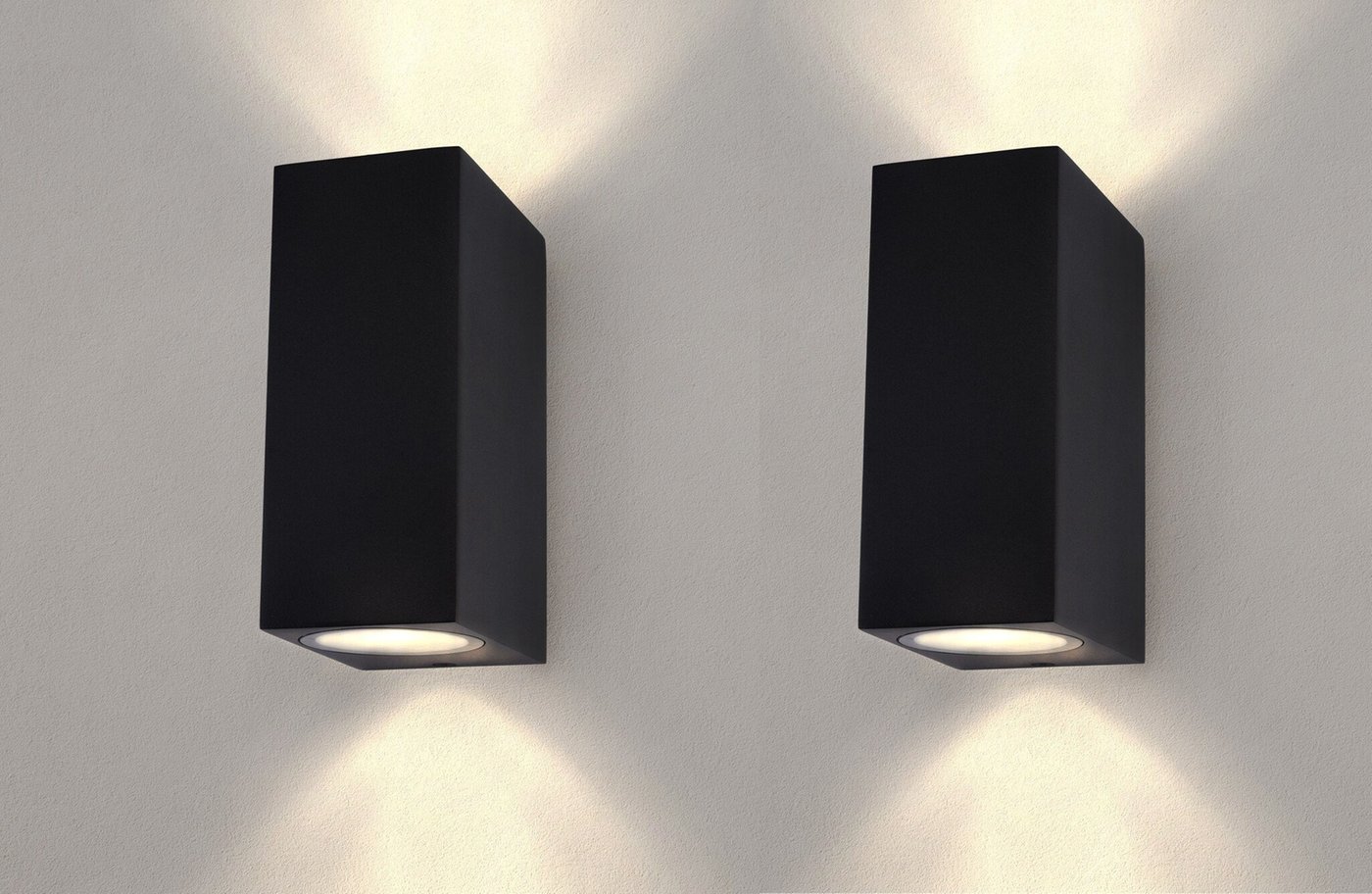 2x Applique Murale Extérieure - Dimmable - Deux Faces - IP54 - Raccord GU10 - Noir - Convient pour l'intérieur et l'extérieur