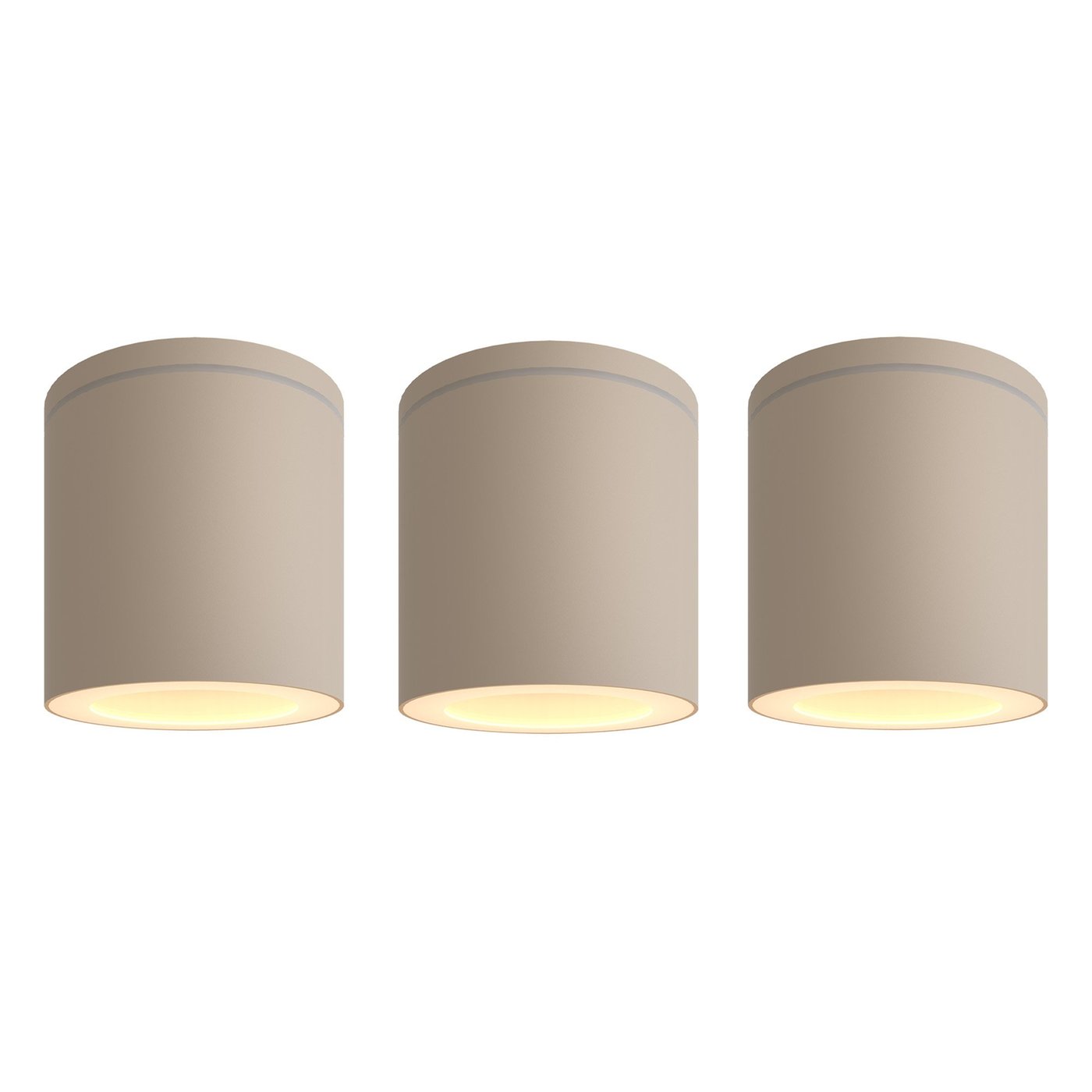 3x LED Mounted Ceiling Spotlight Outdoor - IP54 - Beige - Round - Modern - Excl. GU10 Spot