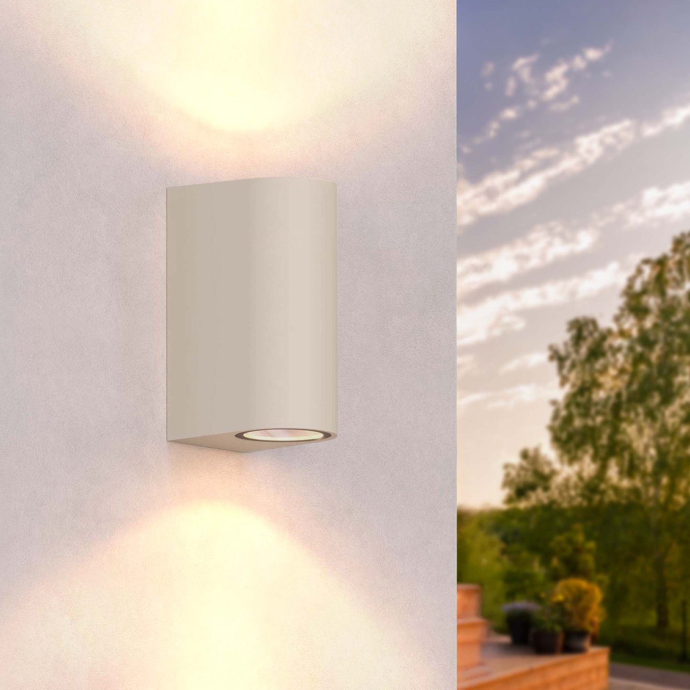 LED Wandleuchte Außen - Santa Barbara - GU10 Fassung - Up & Down - Beige - Für Innen & Außen geeignet