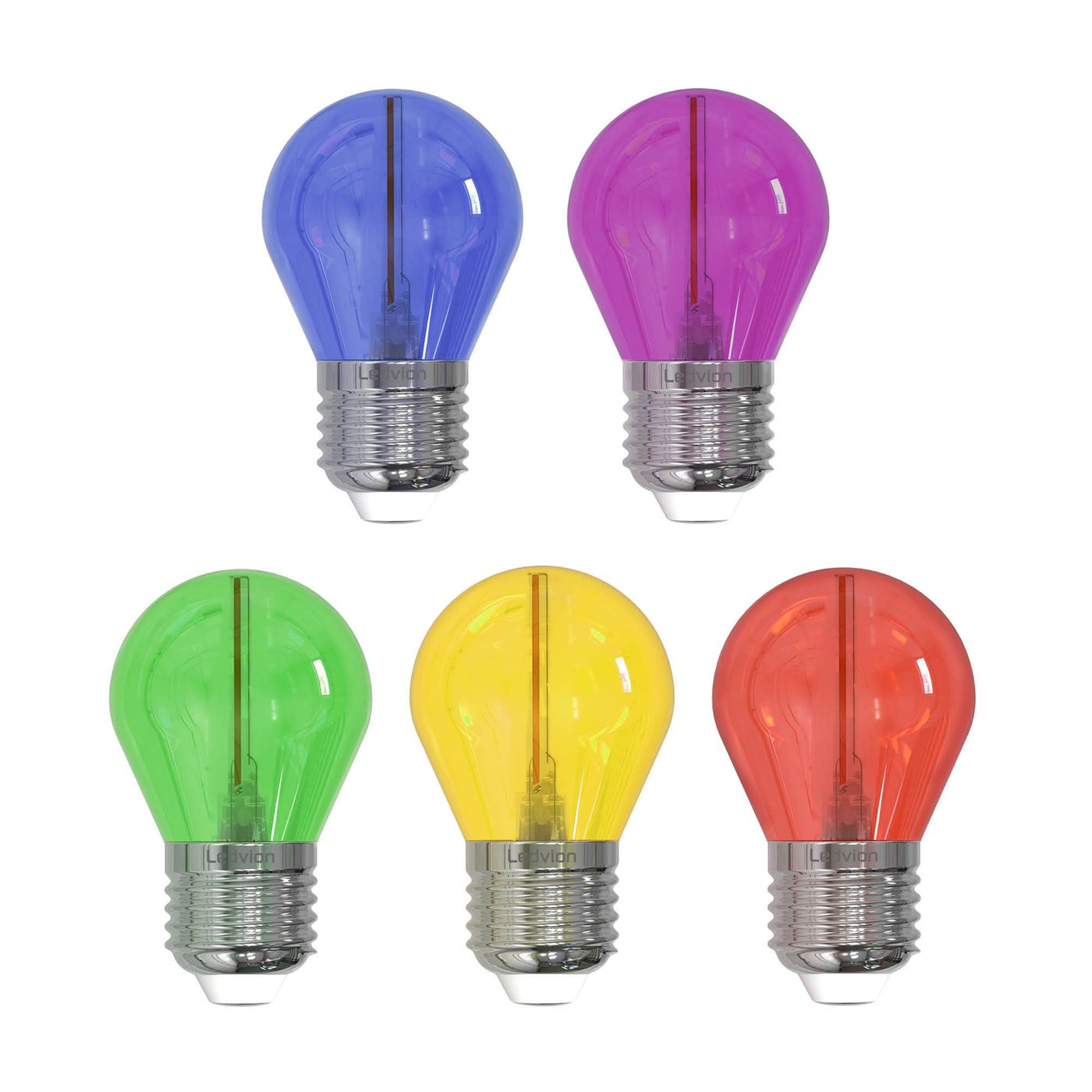 5-pack E27 LED Lamp Filament - 1W - 50 Lumen - Gekleurd
