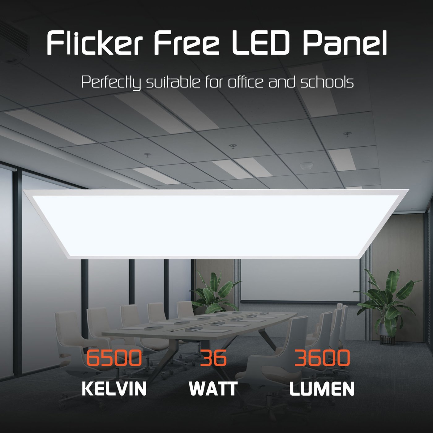 LED Panel LEDライト 6x LED Panel Lights 1200x300 - 36W - 100 Lm/W - 6500K Daylight