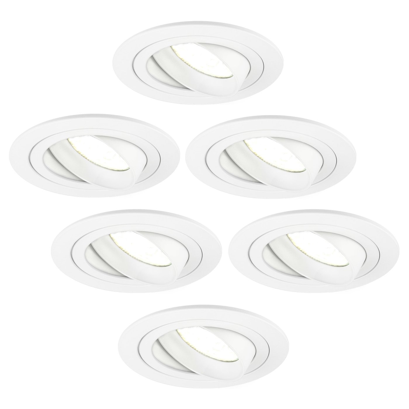6x Lampy Wpuszczane w Sufit - Białe - Tokio - ściemniane - 3W - 4000K - ø92mm