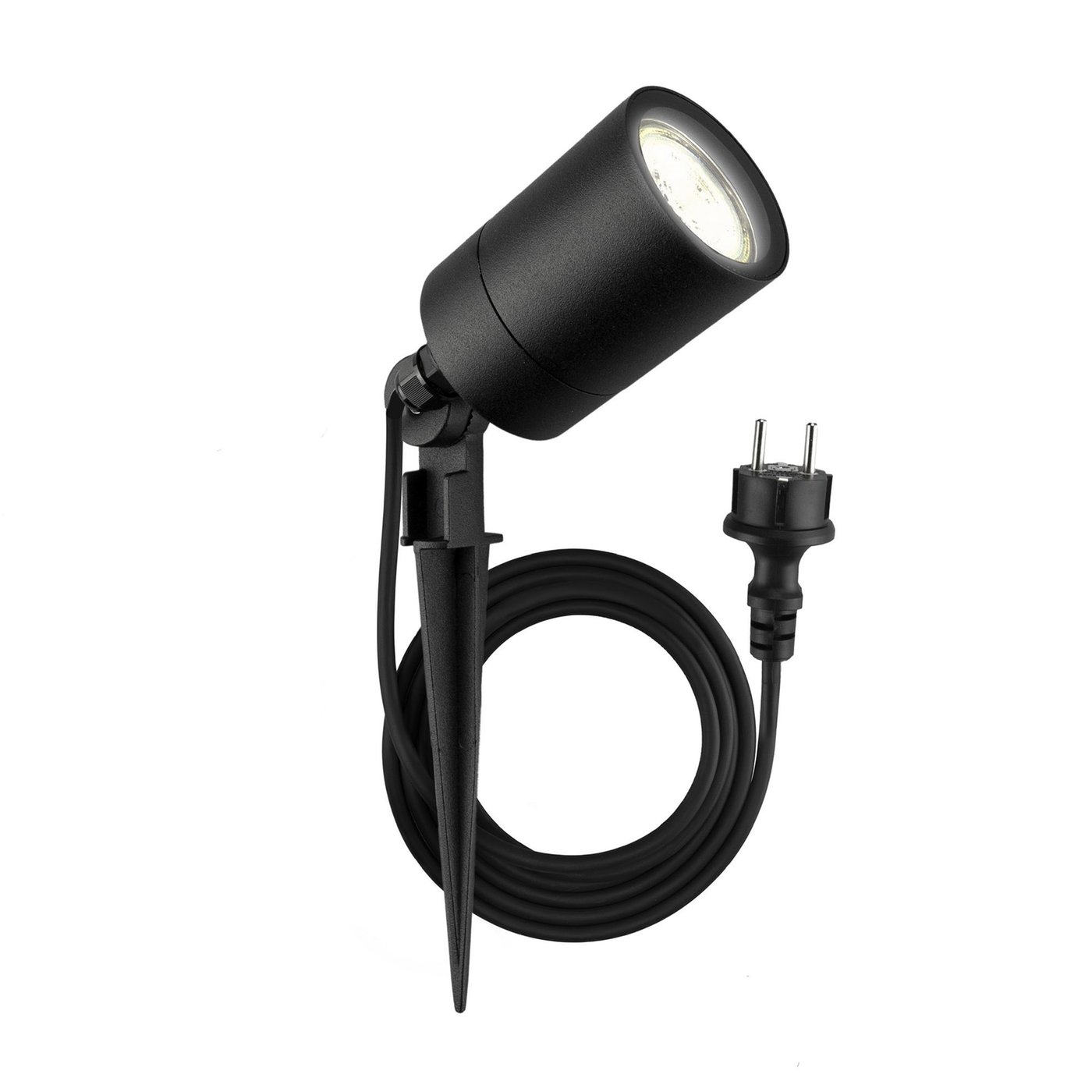 4x LED Prikspot - IP65 - GU10 Fitting - 2 Meter Kabel met Stekker - Zwart