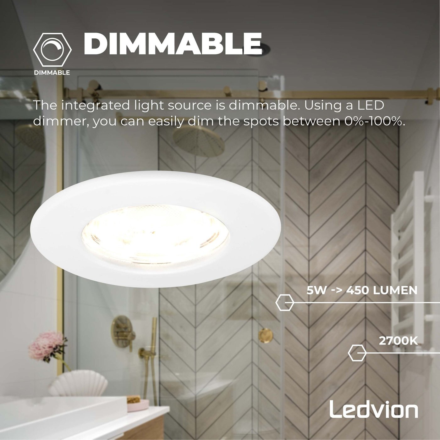 Dimbare LED inbouwspot Zwart - Rio - 5W - 6500K