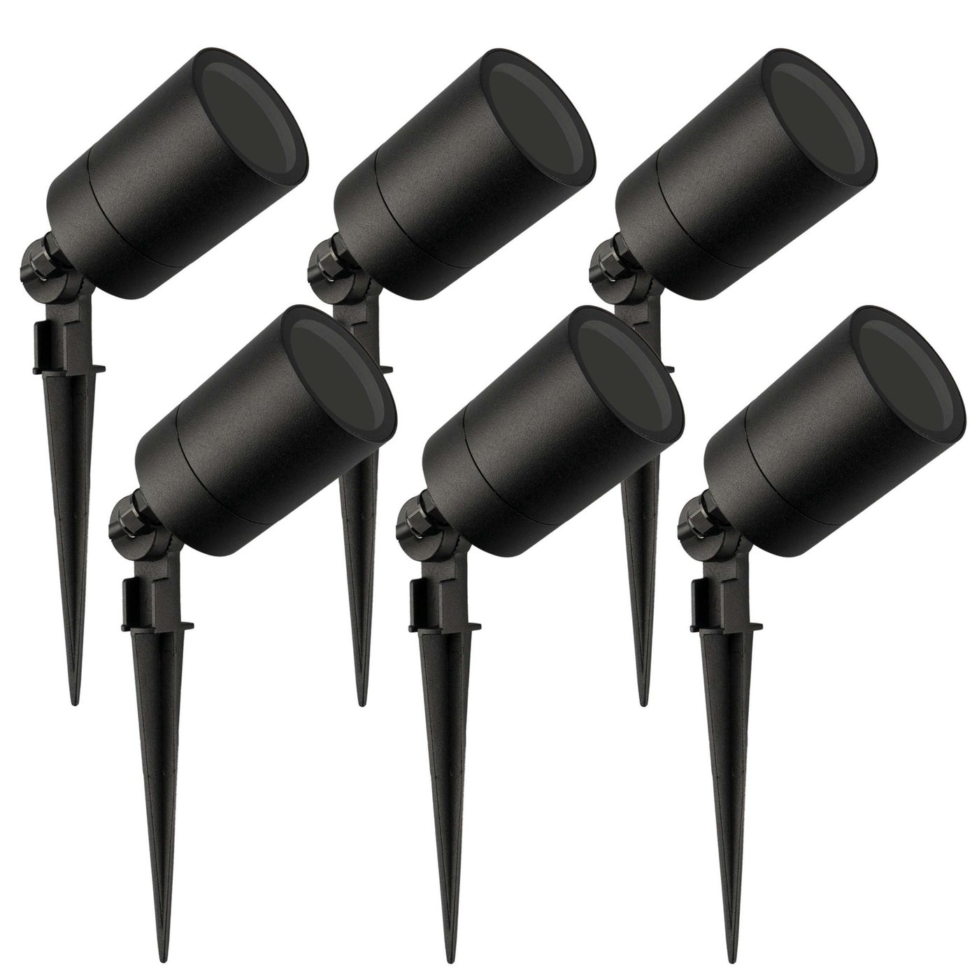 6x Zewnętrzny Reflektor Ogrodowy LED - IP65 - Gniazdo GU10 - Kabel zasilający 2 metry