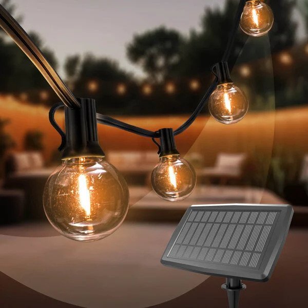 16.5m Guirlande Guinguette LED Solaire - 2200K - 12V - IP54 - avec les lampes LED - G40 - Prêt a l'emploi