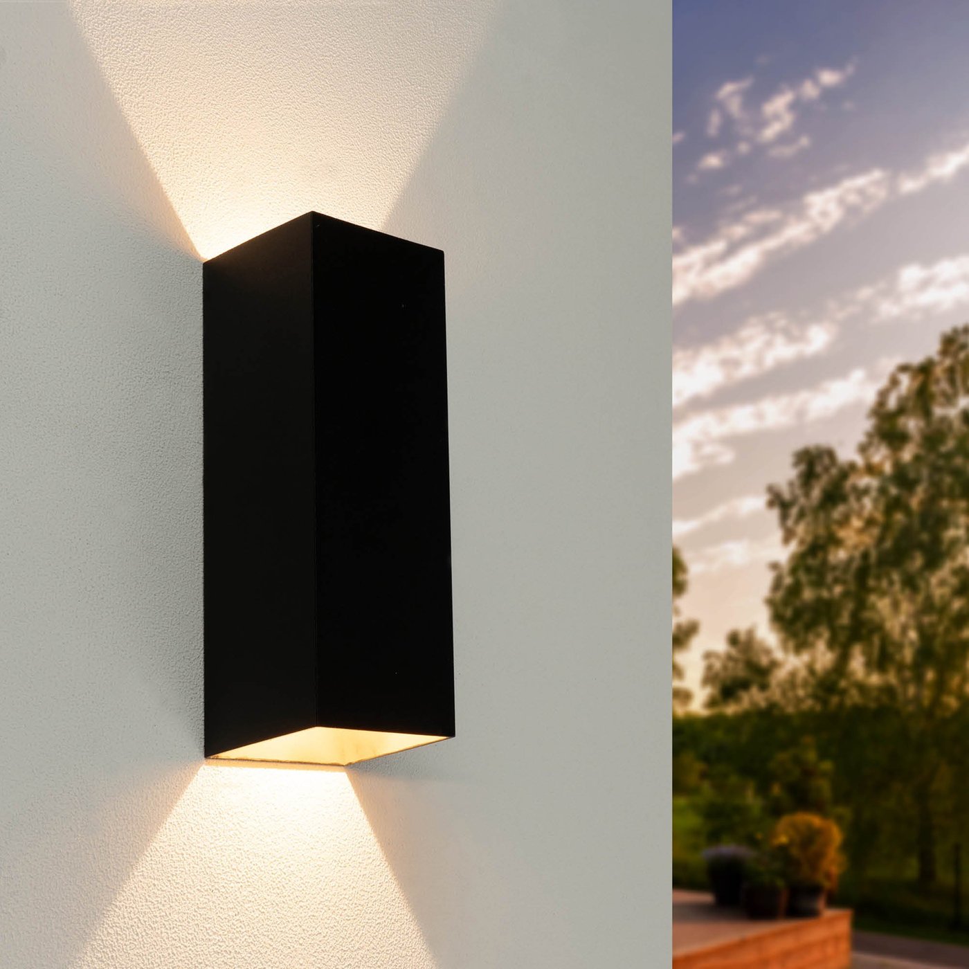 LED Wandlamp Buiten Zwart - Tweezijdig - 3000K - 2x4.5W - IP54