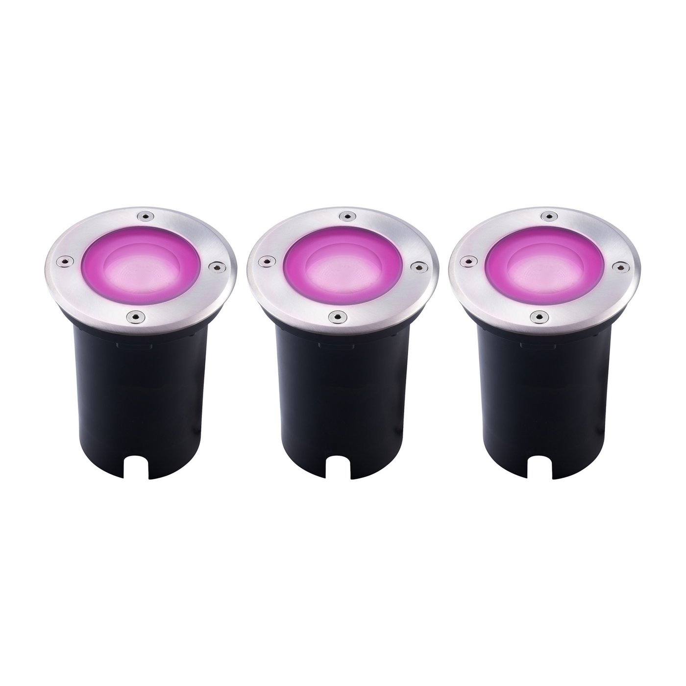 3x Zewnętrzny Lampy Najazdowe LED - Okrągły - Czarny - IP67 - 5W - RGBWW - Kabel zasilający 1 metr