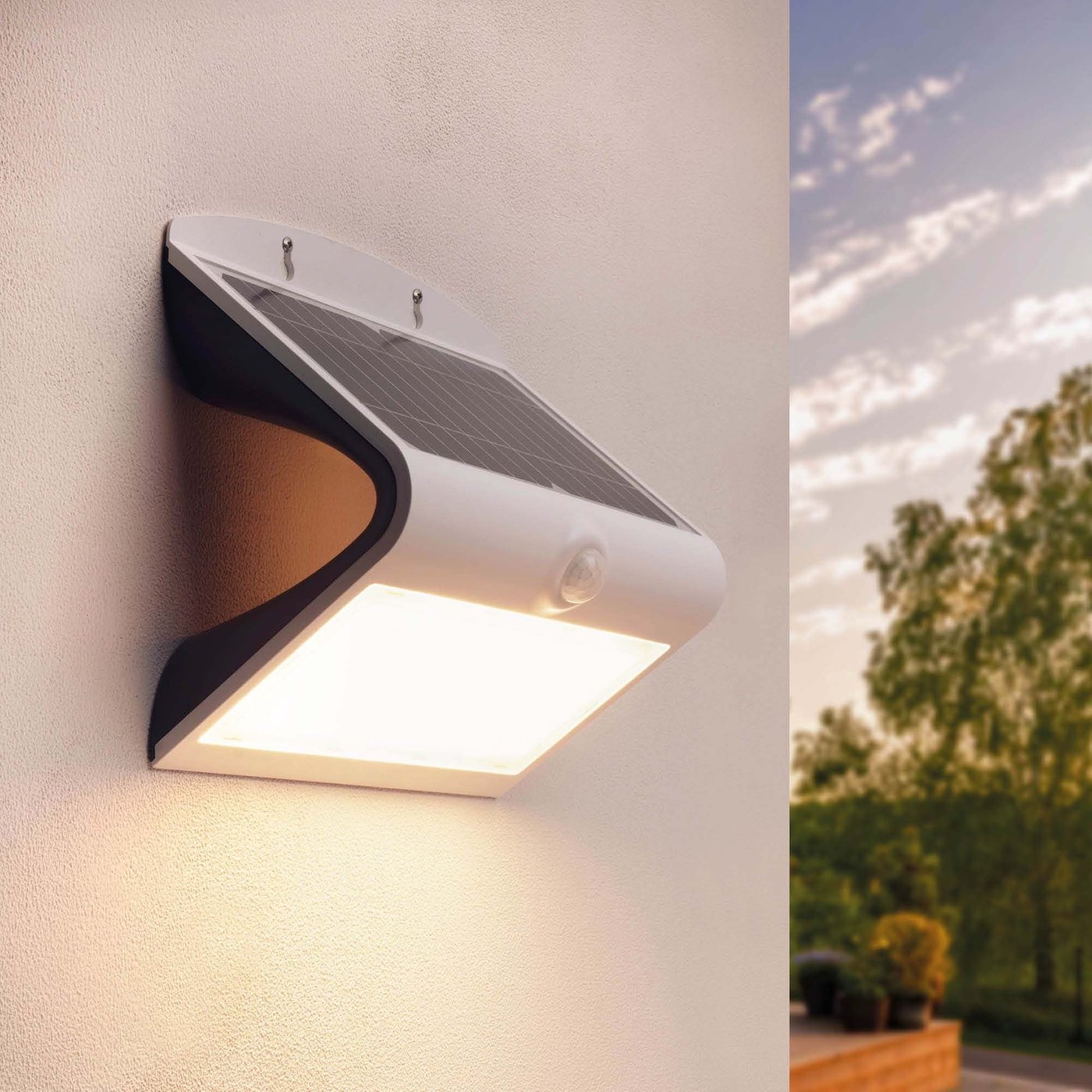 Solar Wandleuchte mit Bewegungssensor - Weiß - 8W - 3000K