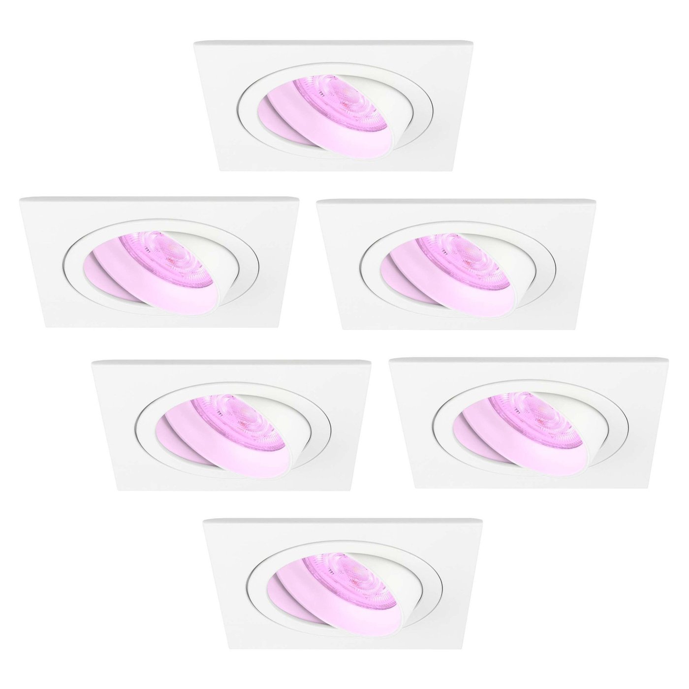 Smart LED Einbaustrahler Weiß - Sevilla - Smart WiFi - Dimmbar - RGB+CCT - 6 Pack