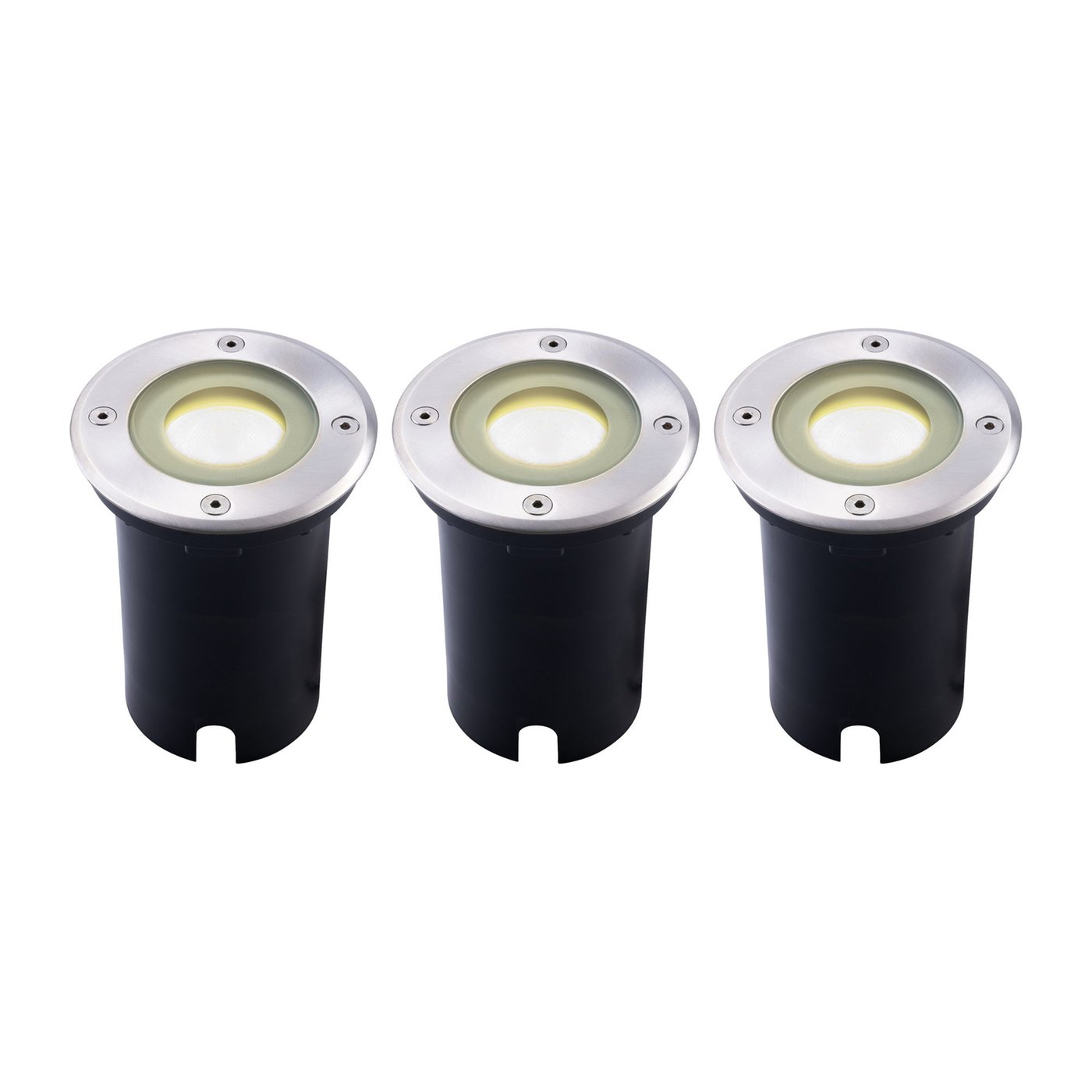 3x Zewnętrzny Lampy Najazdowe LED - Okrągły - Czarny - IP67 - 3W - 4000K - Kabel zasilający 1 metr