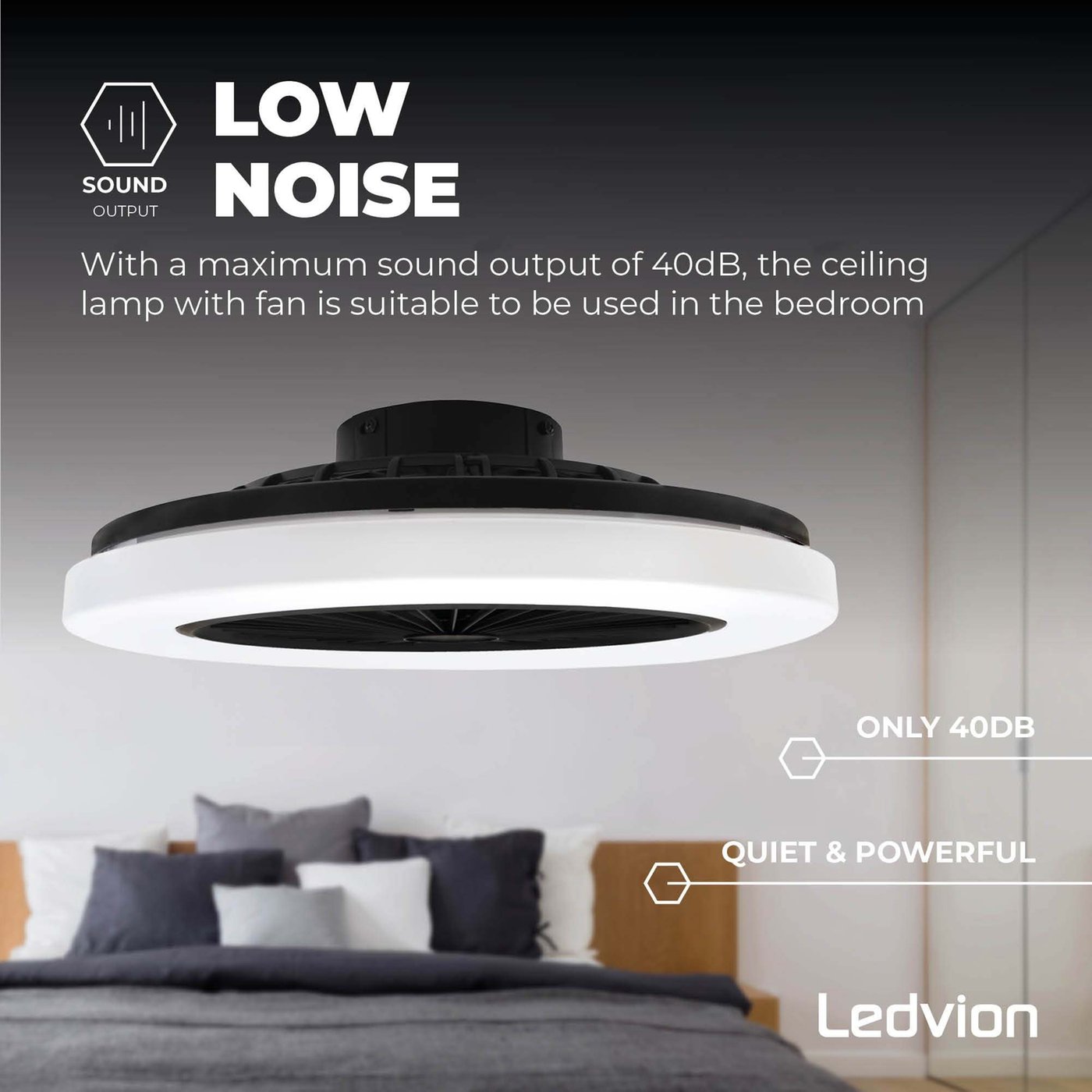 Plafondventilator met lamp Noaton 12058W Triton, wit
