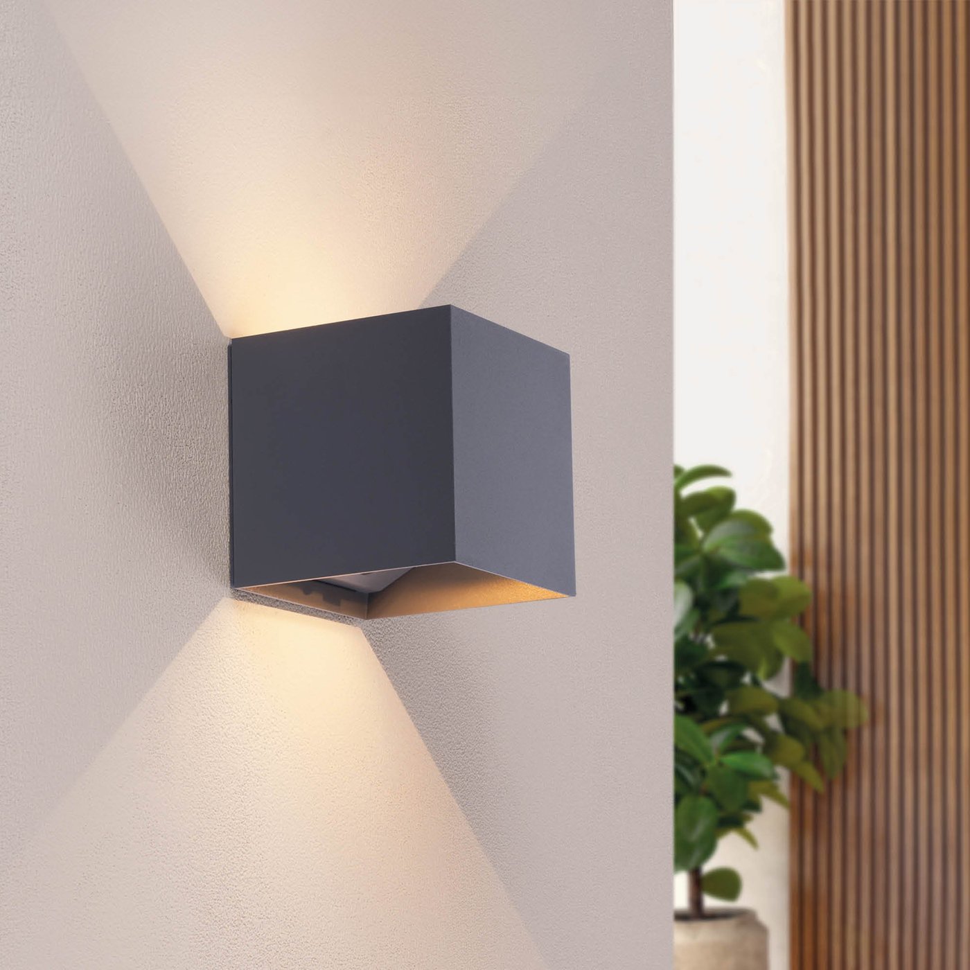 USB Oplaadbare Wandlamp Antraciet - Draadloos - 4400 mAh Accu - Geschikt voor Binnen & Buiten - LUX Sensor