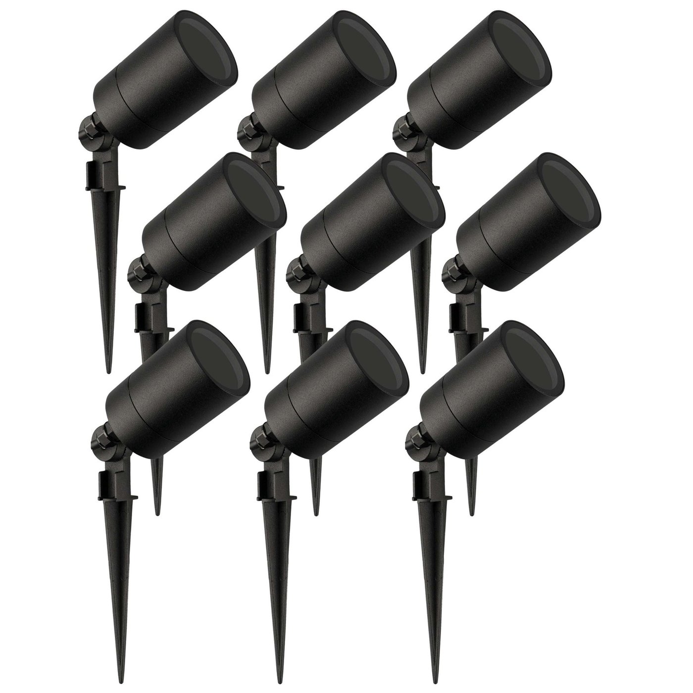 9x Zewnętrzny Reflektor Ogrodowy LED - IP65 - Gniazdo GU10 - Kabel zasilający 2 metry