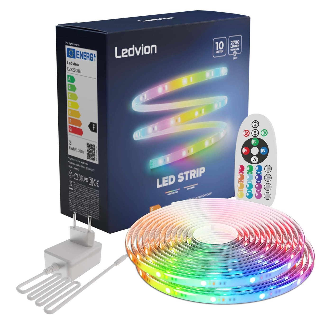 LED Streifen - 10 Meter - RGB + 3000K - 24V - 23W - Plug & Play - Dimmbar