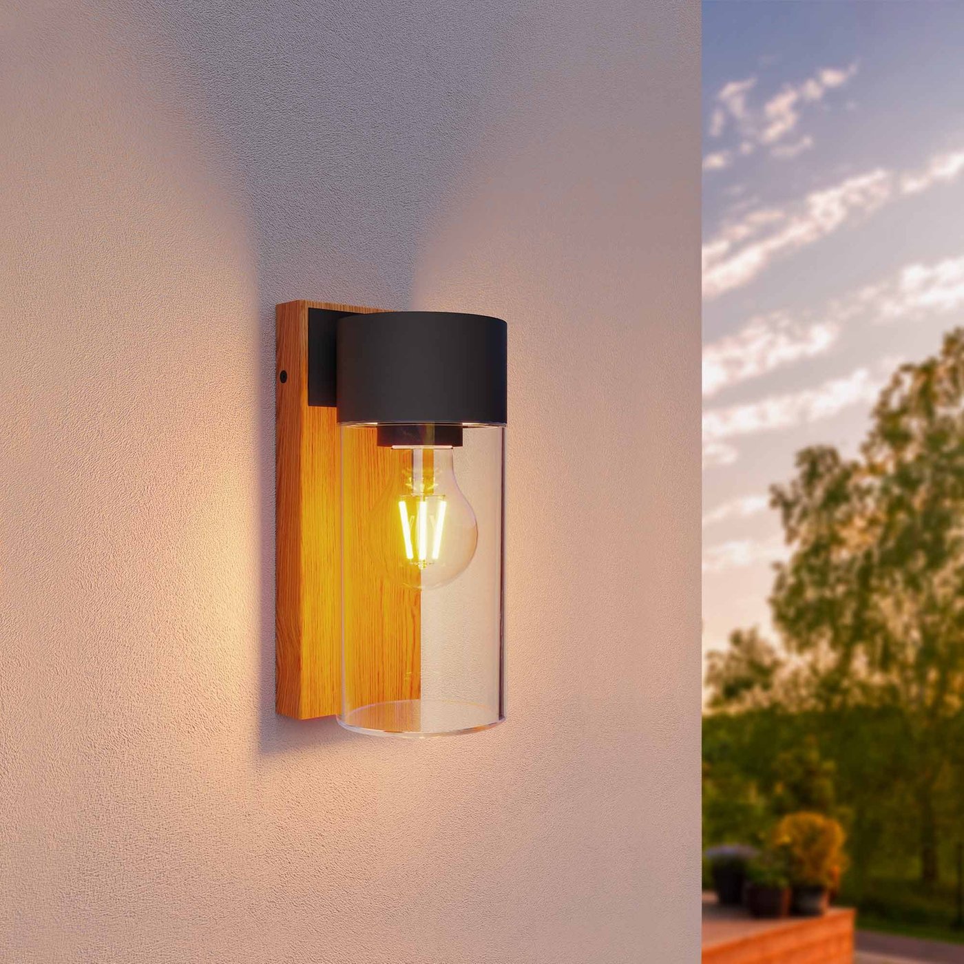 LED Outdoor Wall Light - E27 - Waterproof - Wood- Lantern - Modern - Dimmable