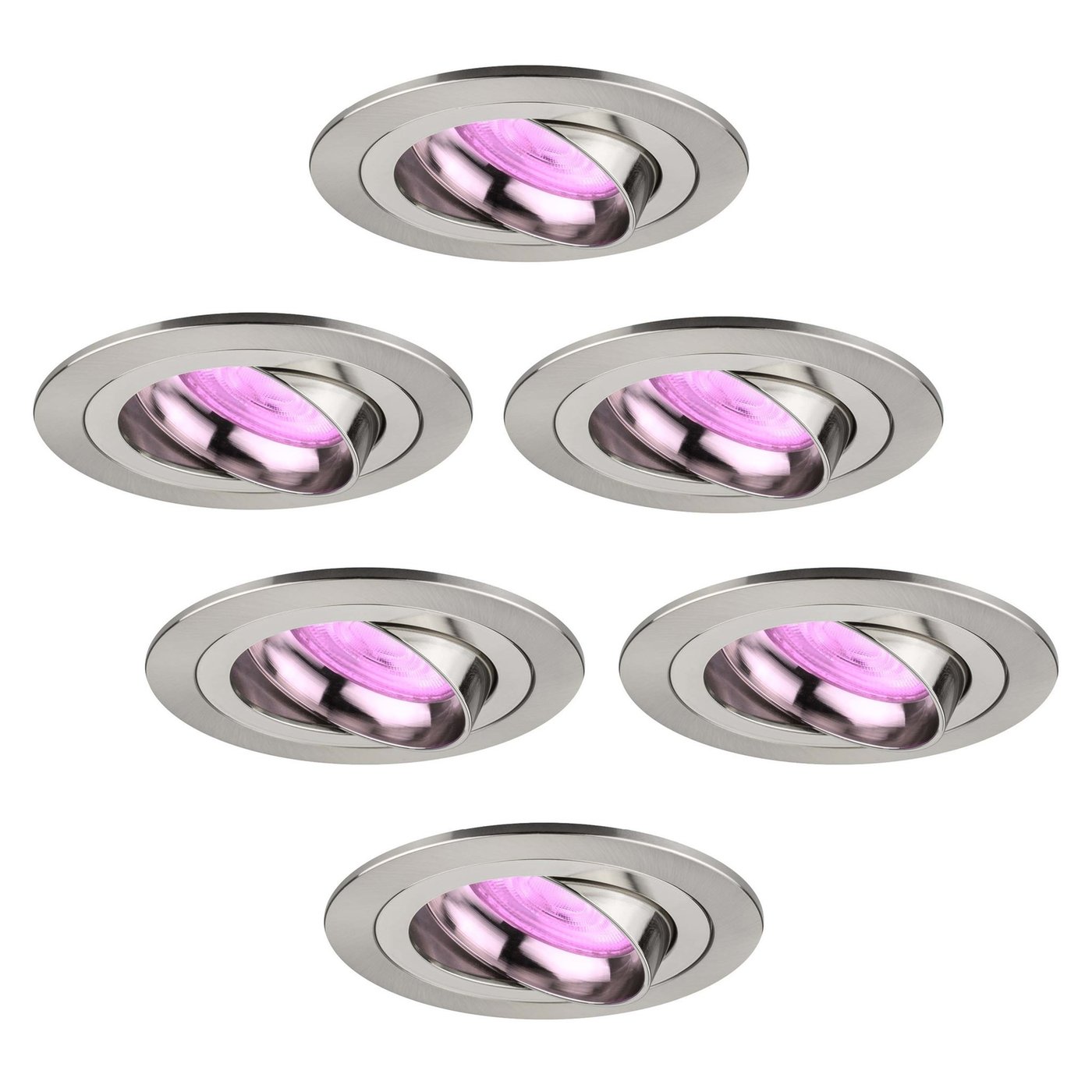 6x Lampy Wpuszczane w Sufit - inteligentne oświetlenie - Tokio - ściemniane - RGBWW - Stal Nierdzewna