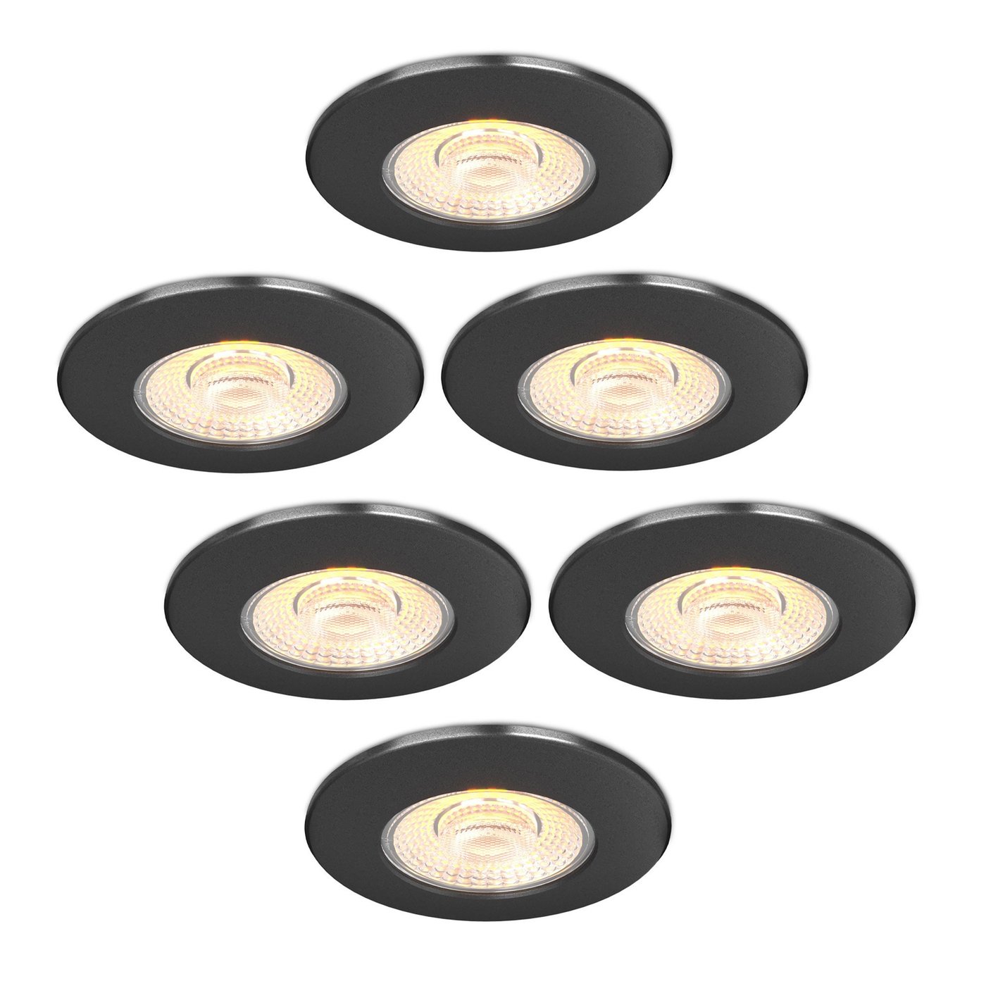 6x Dimmbare LED Einbaustrahler Schwarz - IP65 - 5W - CCT - 5 Jahre Garantie - Geeignet für das Badezimmer