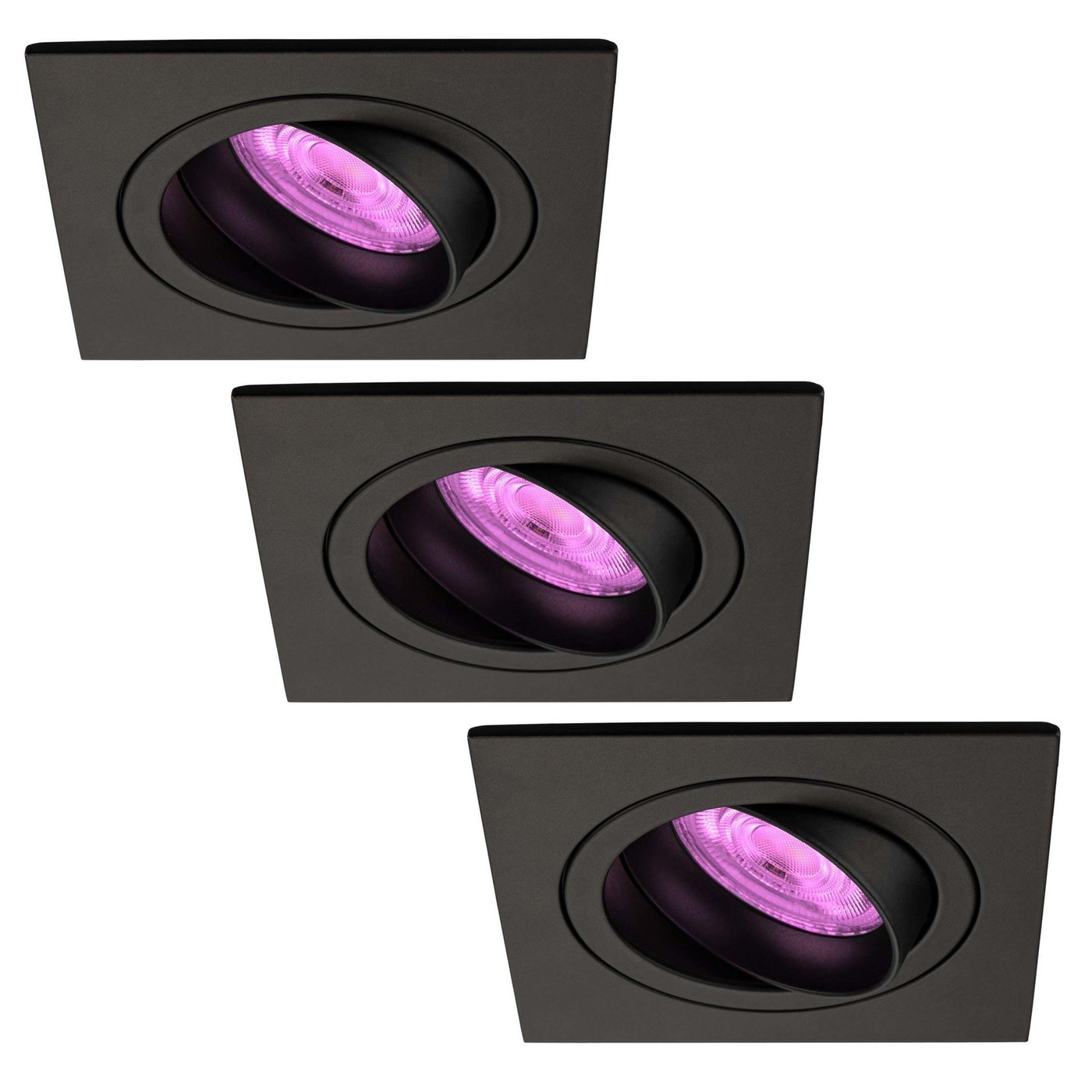 Smart LED Einbaustrahler Schwarz - Sevilla - Smart WiFi - Dimmbar - RGB+CCT - 3 Pack