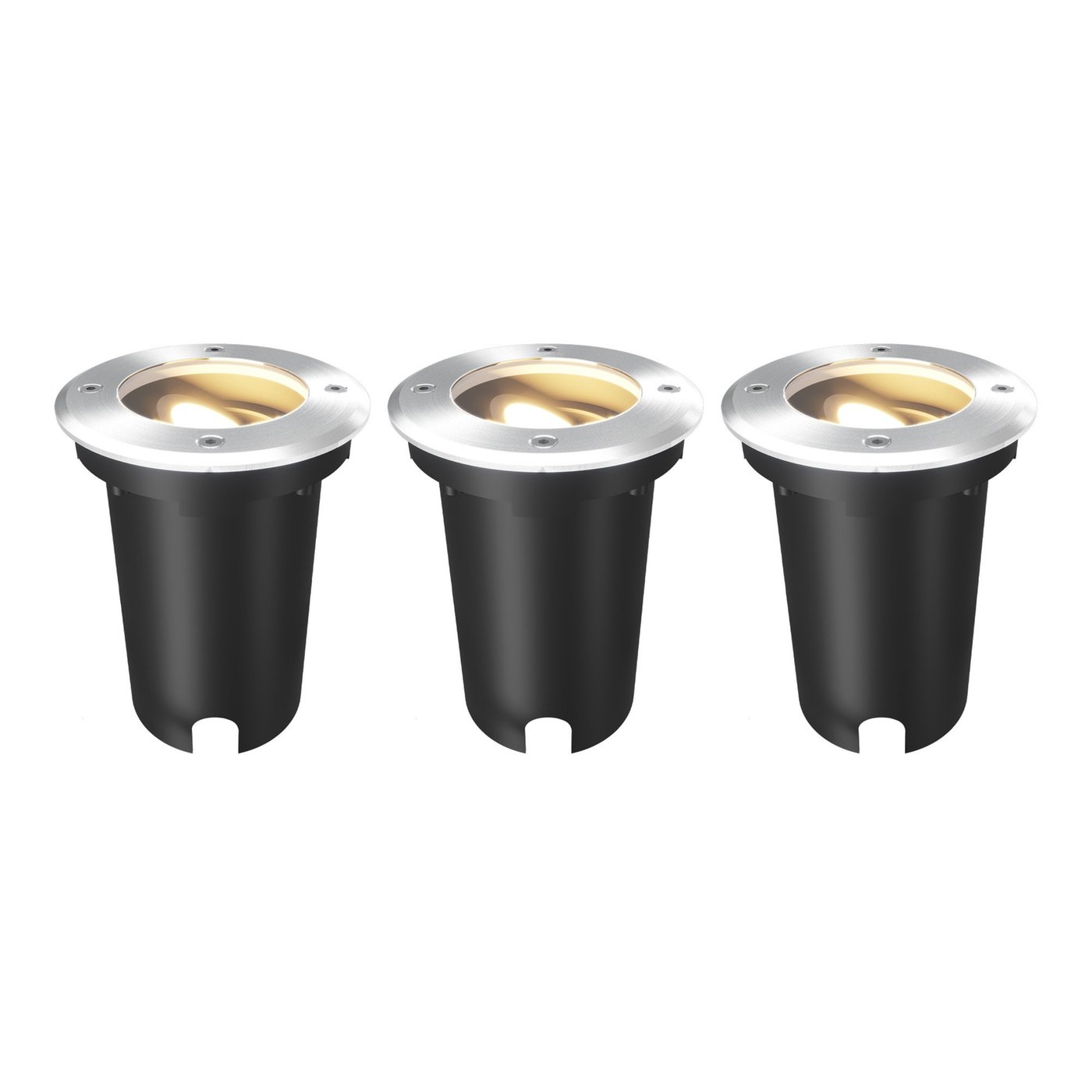 3x LED Grondspot Rond - IP67 - GU10 - RVS - 1M Kabel - Kantelbaar