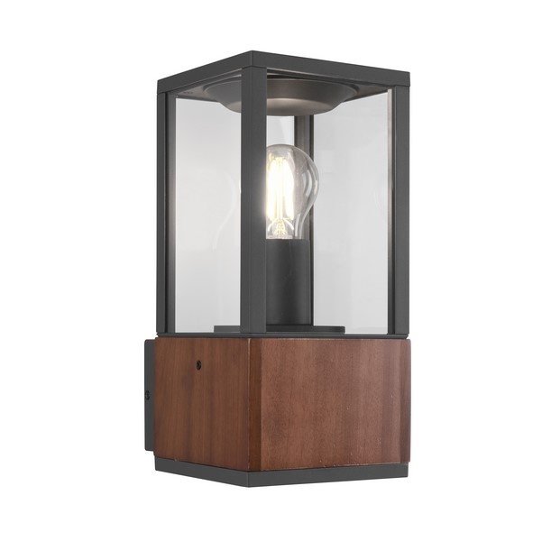 Applique da Esterno LED - E27 - IP44 - Garonne - Antracite con Legno