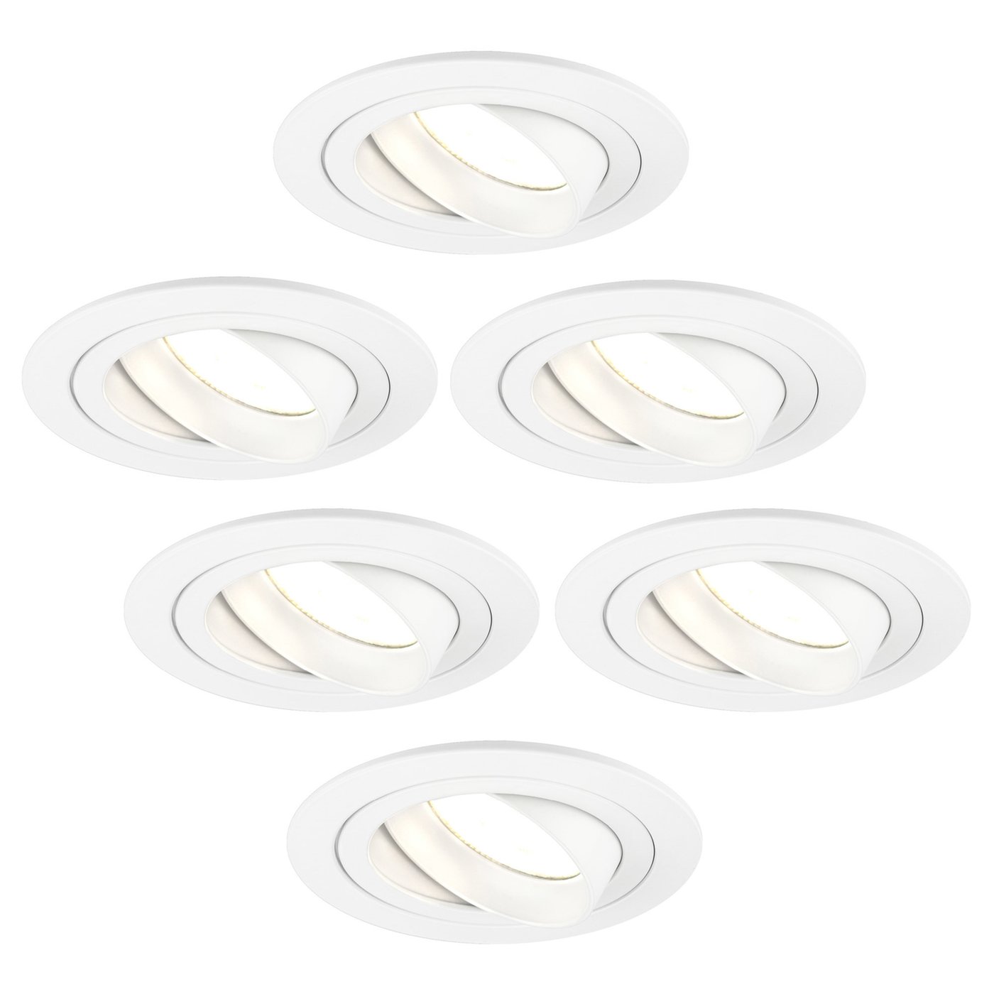 6x Lampy Wpuszczane w Sufit - Białe - Tokio - ściemniane - 3W - 2700K - ø92mm