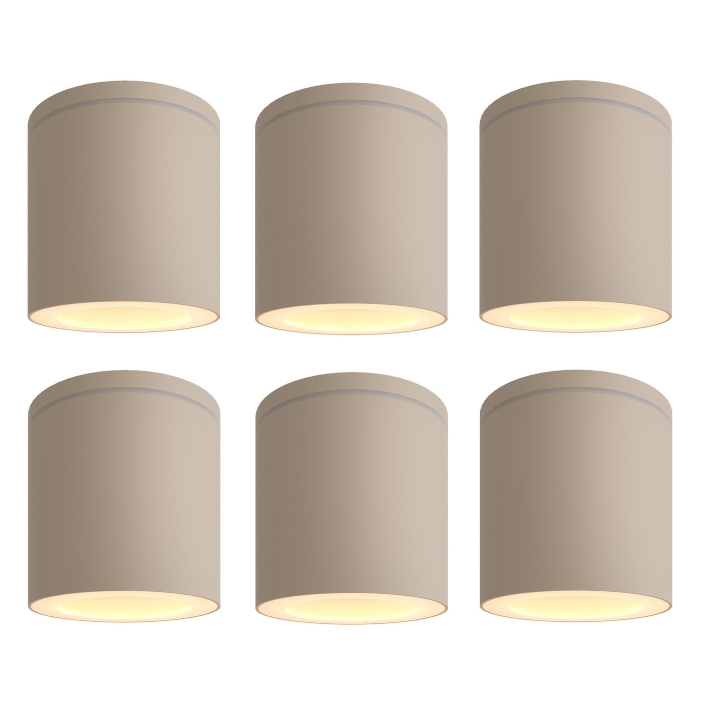 6x LED Mounted Ceiling Spotlight Outdoor - IP54 - Beige - Round - Modern - Excl. GU10 Spot