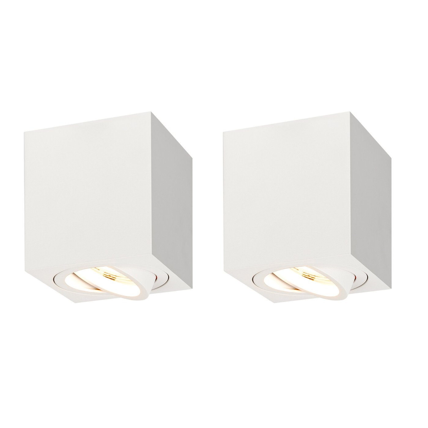 2x Dimmbare LED Aufbaustrahler - Quadratisch - Weiß - 3W - 2700K - Kippbar - IP20