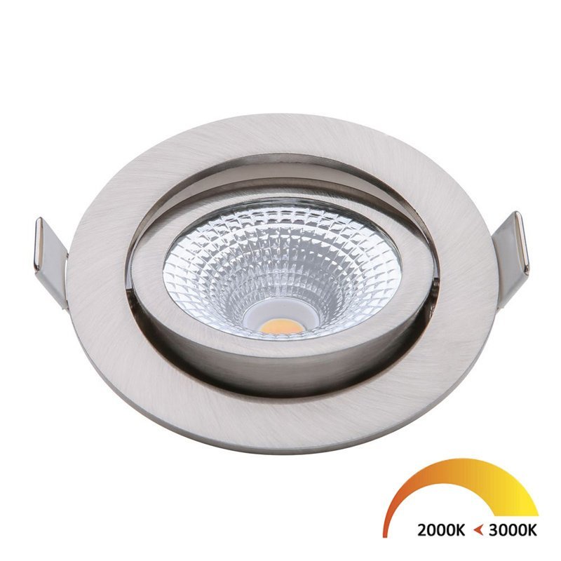 LED Einbaustrahler Nickel - 5W - IP54 - 2000K-3000K - Neigbar