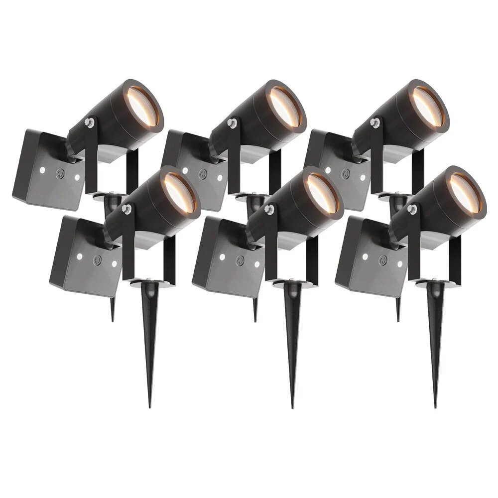 6x Reflektor Ogrodowy Solarny LED - Czarny - IP44 - 3000K