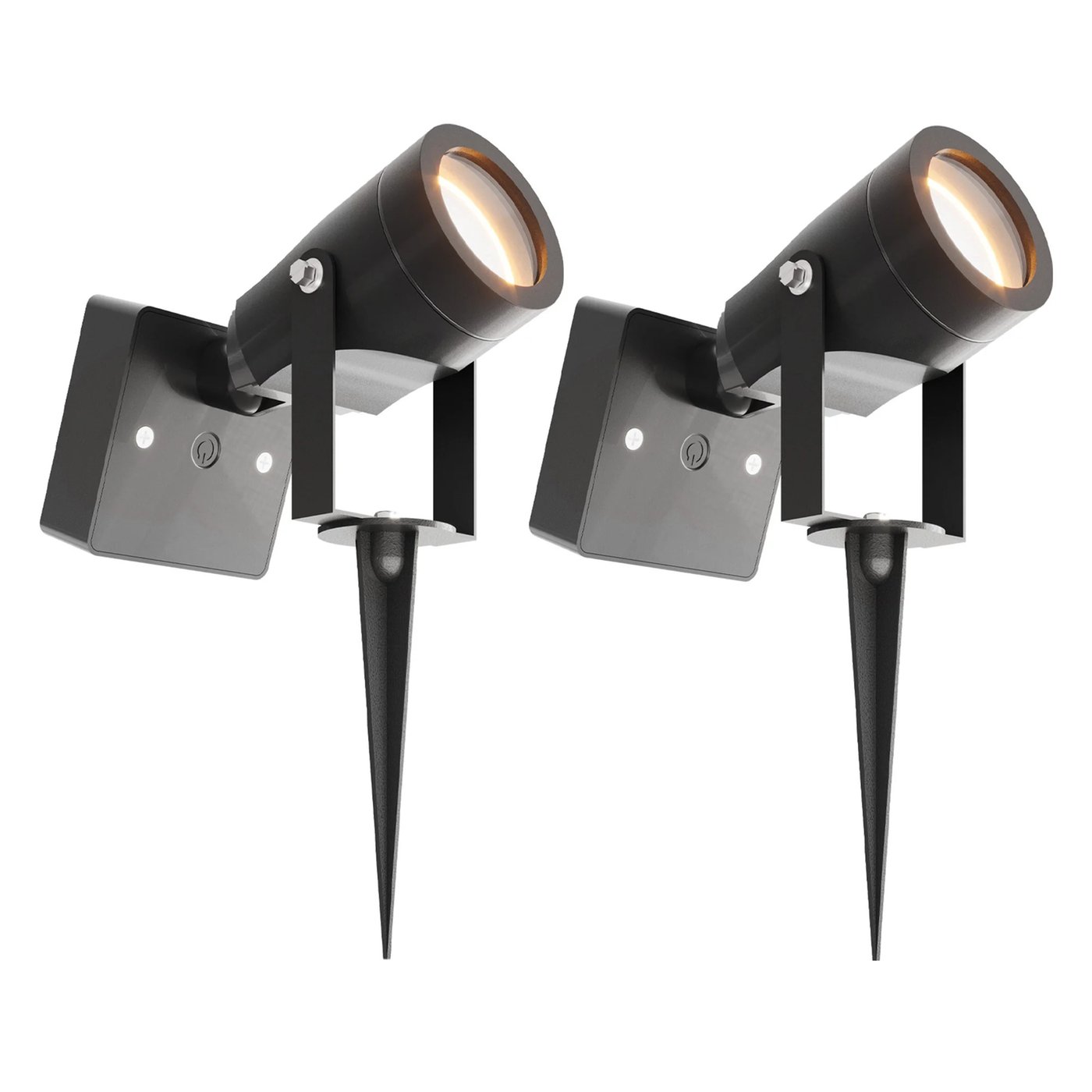 2x LED Solar Prikspot - IP44 - 3000K - Zwart