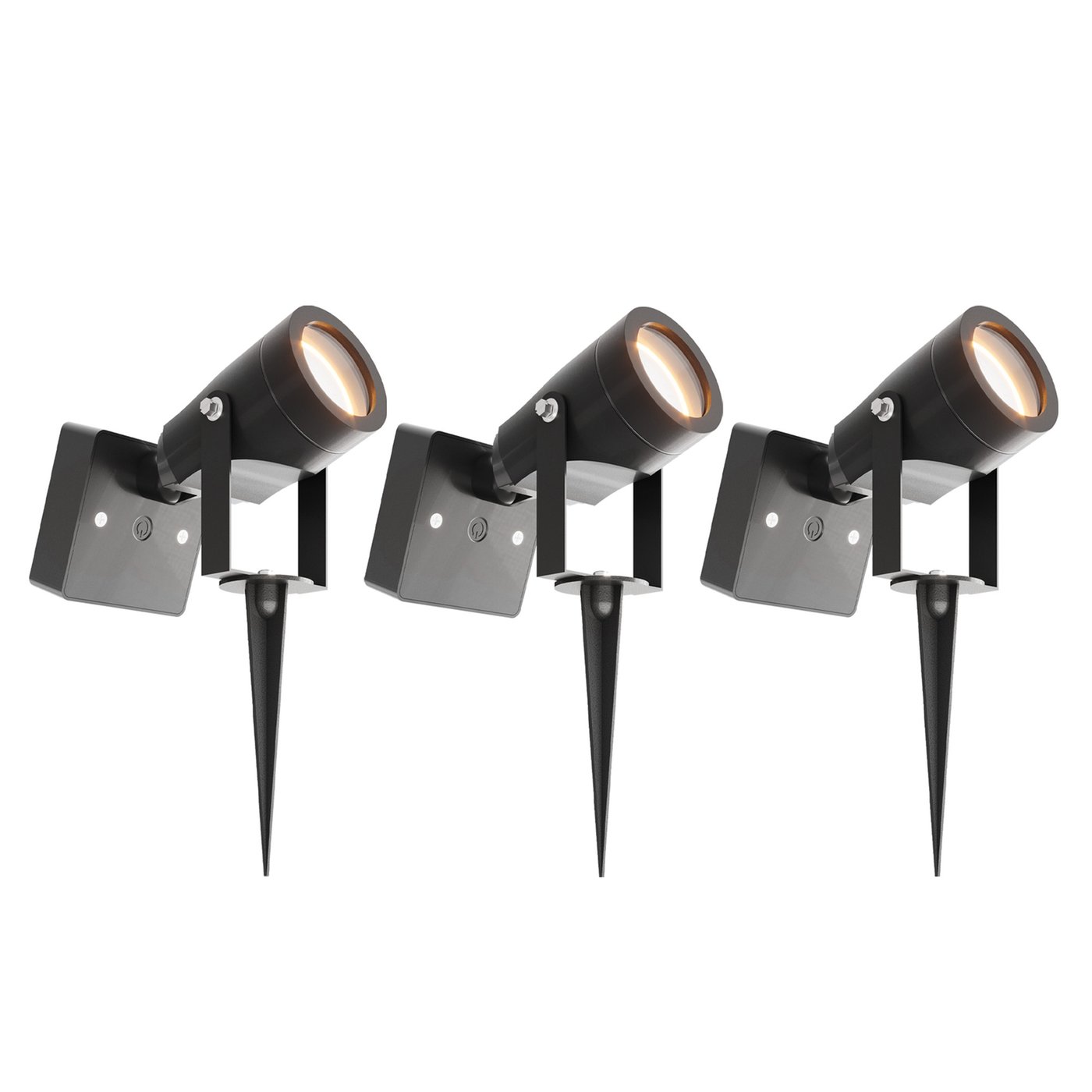 3x Reflektor Ogrodowy Solarny LED - Czarny - IP44 - 3000K