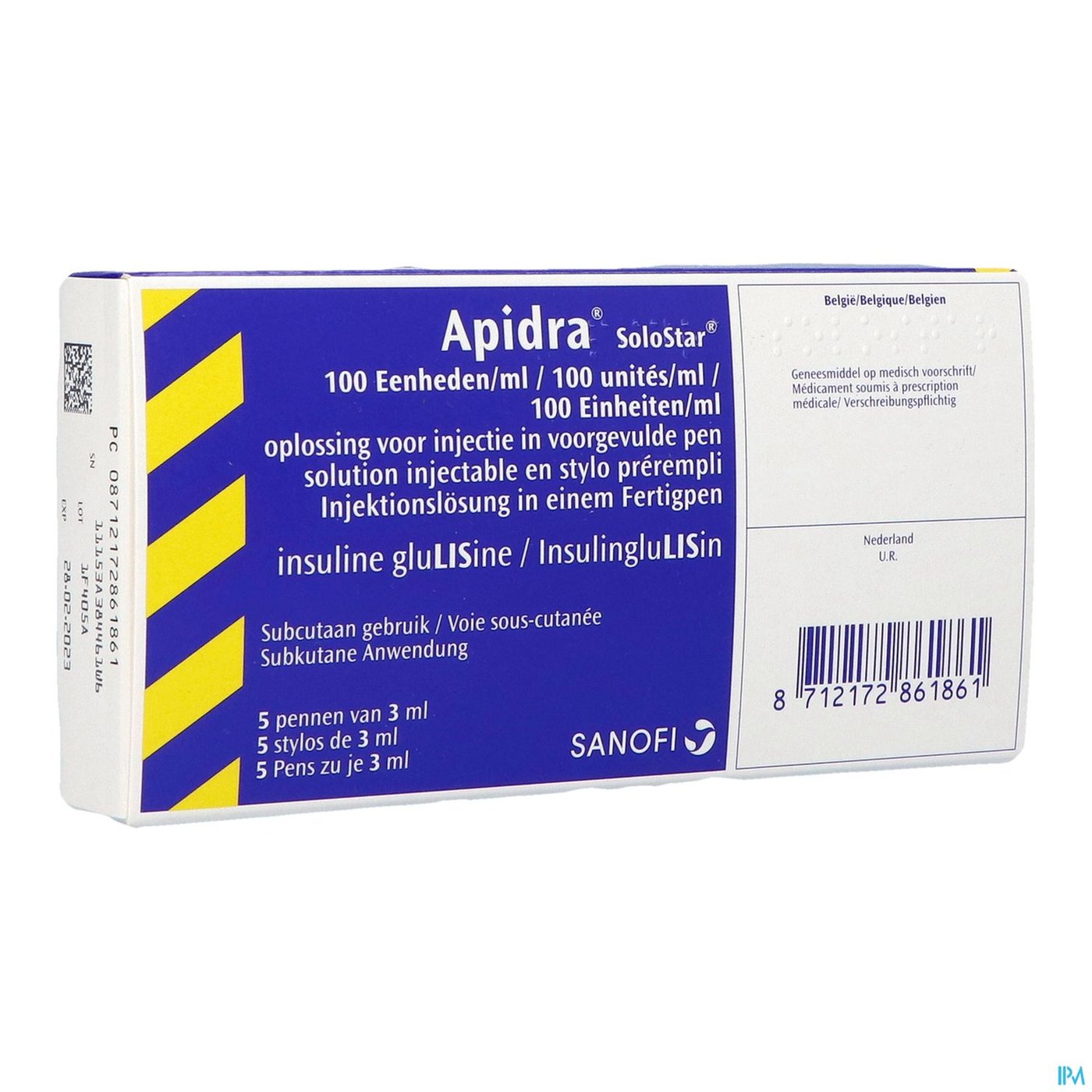 Apidra 100 U/ml Sol Inj Voorgevulde Pen 5x3ml packshot