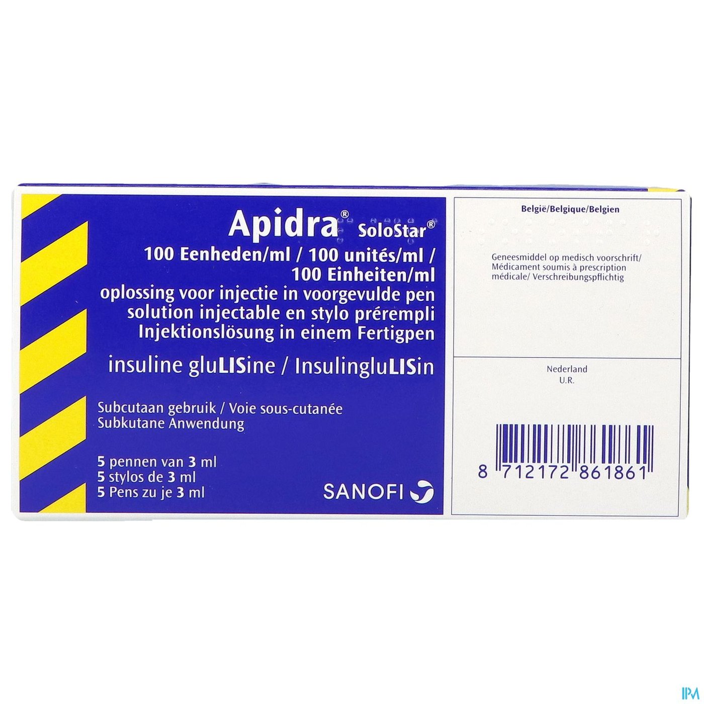 Apidra 100 U/ml Sol Inj Voorgevulde Pen 5x3ml packshot