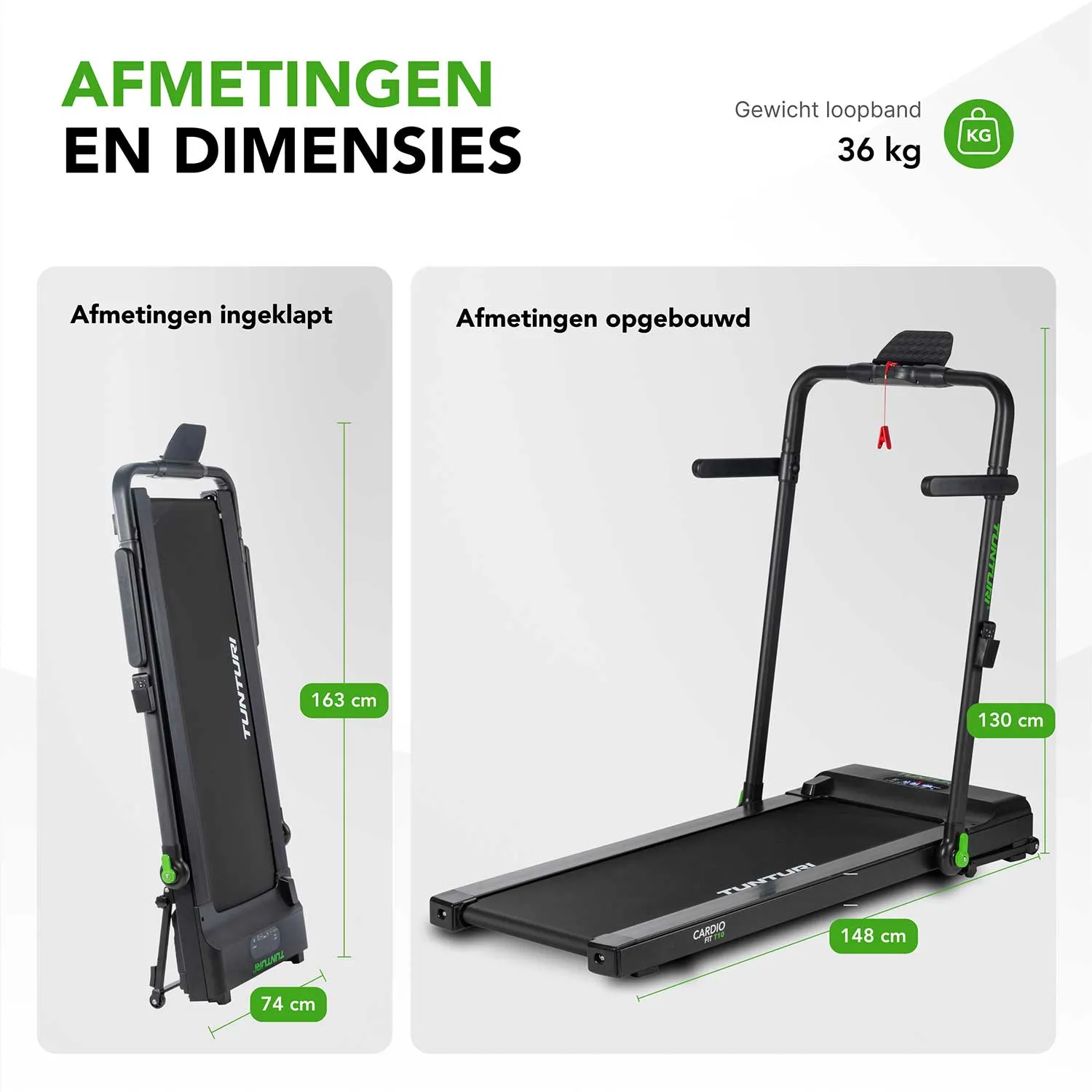 TUNTURI Inklapbare Loop-en wandelband Cardio Fit T10