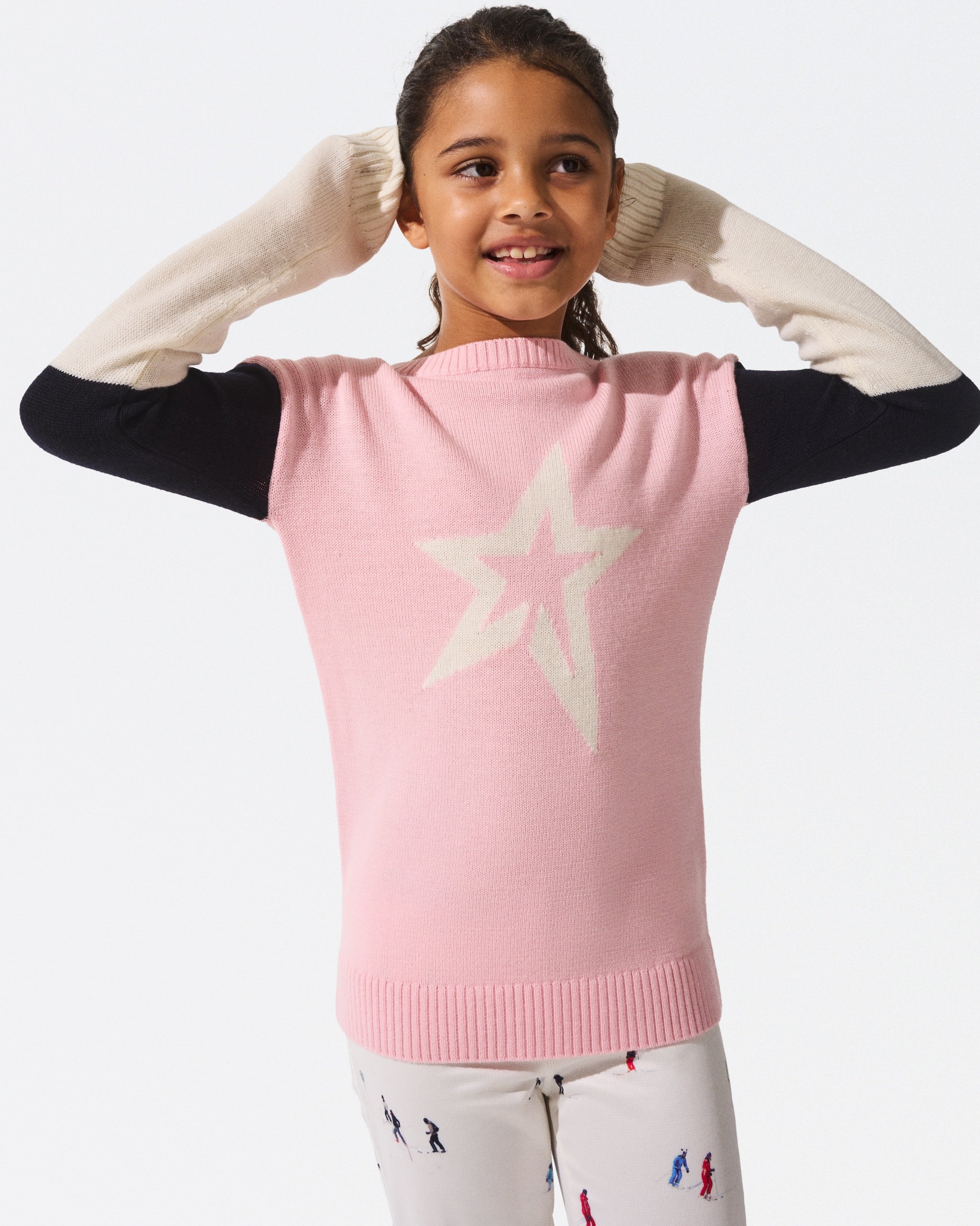 Pink sweater with white stars best sale